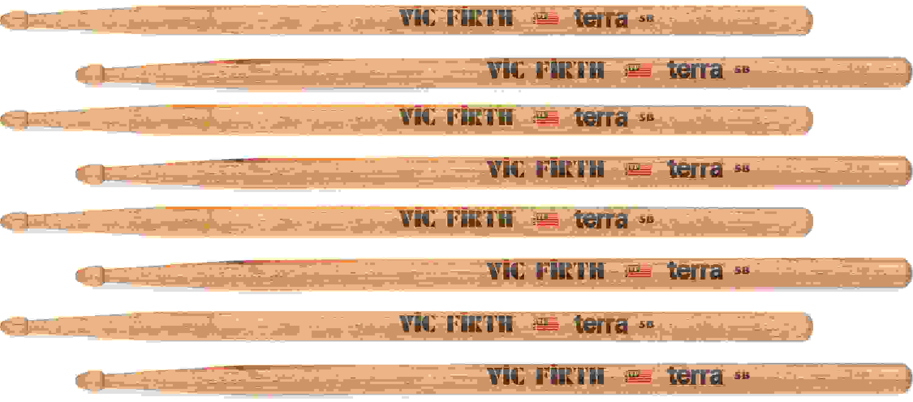 Vic Firth American Classic Terra Drumsticks - 5B, Wooden Tip (4-pack)