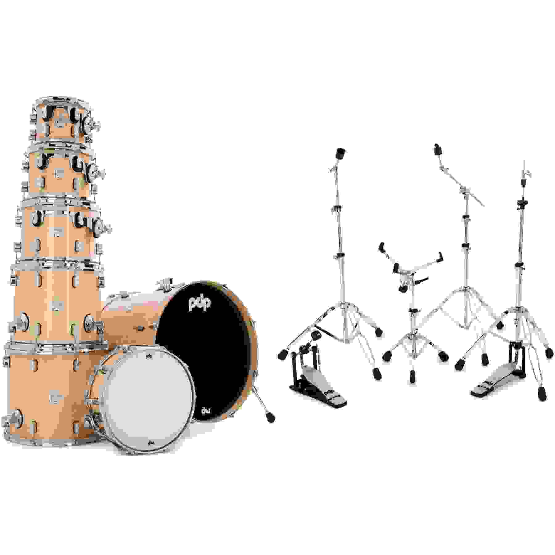 PDP Concept Maple 7-piece Shell Pack and Hardware Bundle - Natural Lacquer