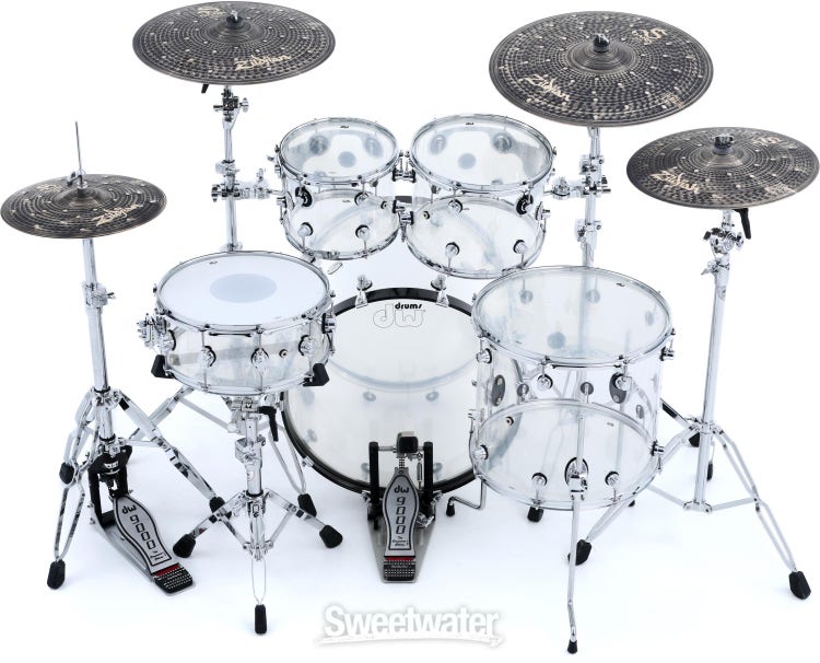 DW DDAC2215CL Design Series Acrylic 4-piece Shell Pack - Clear Acrylic