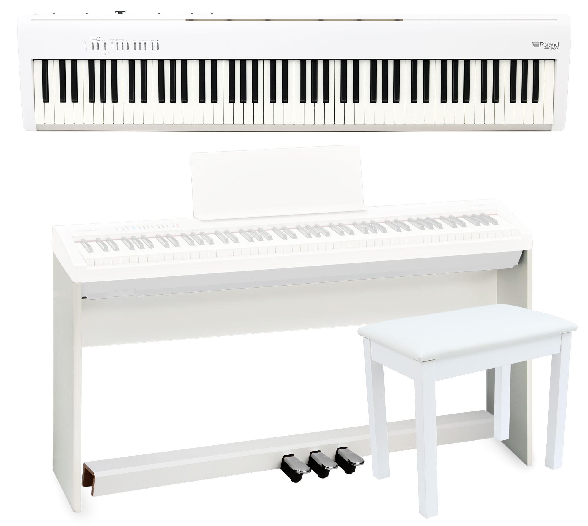 Photo of Roland FP-30X Digital Piano with Speakers Home Bundle- White