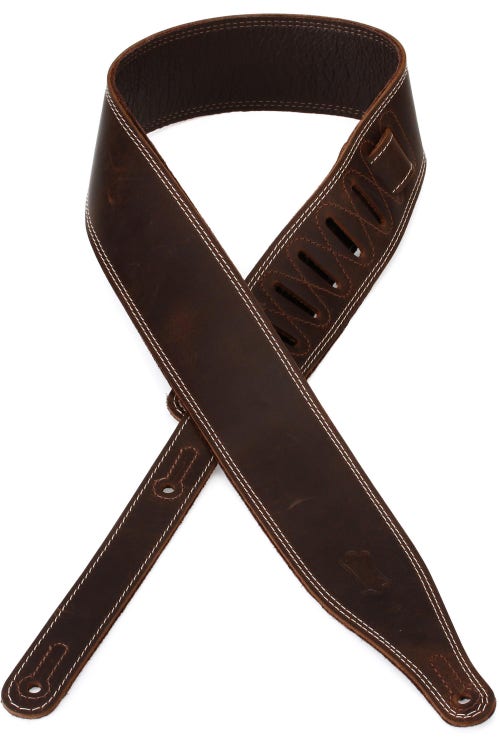 Levy's M17BDS Garment Leather Guitar Strap, Dark Brown - 734990698120