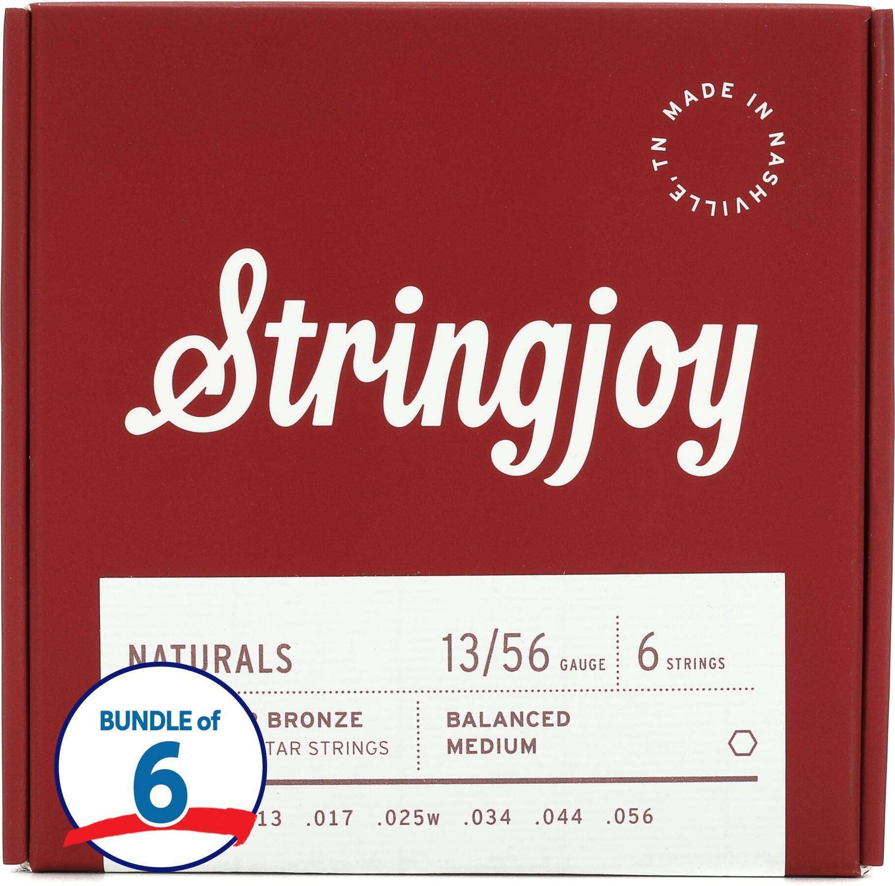 Photo of Stringjoy Naturals Phosphor Bronze Acoustic Guitar Strings - .013 - .056 (6-Pack)