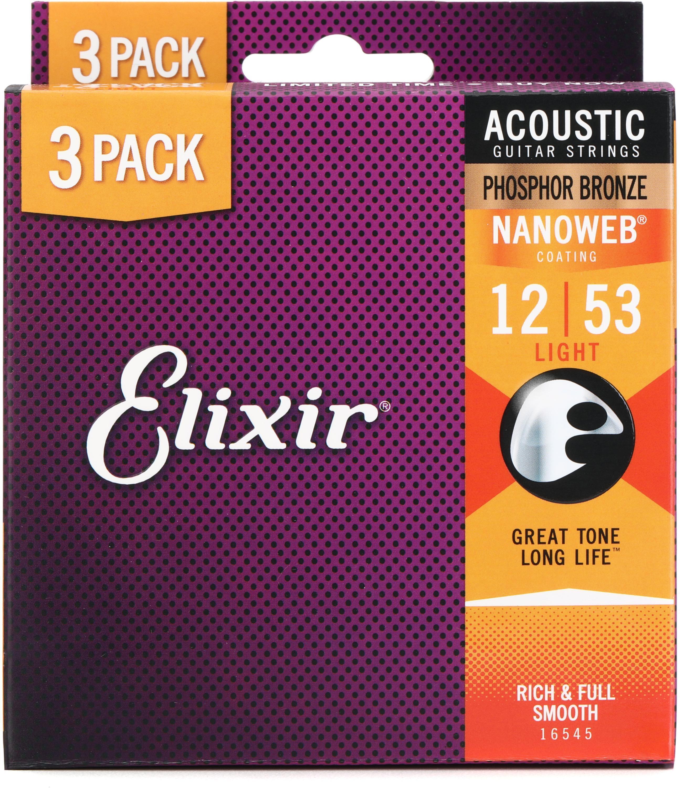 Elixir Strings 16545 Nanoweb Phosphor Bronze Acoustic Guitar