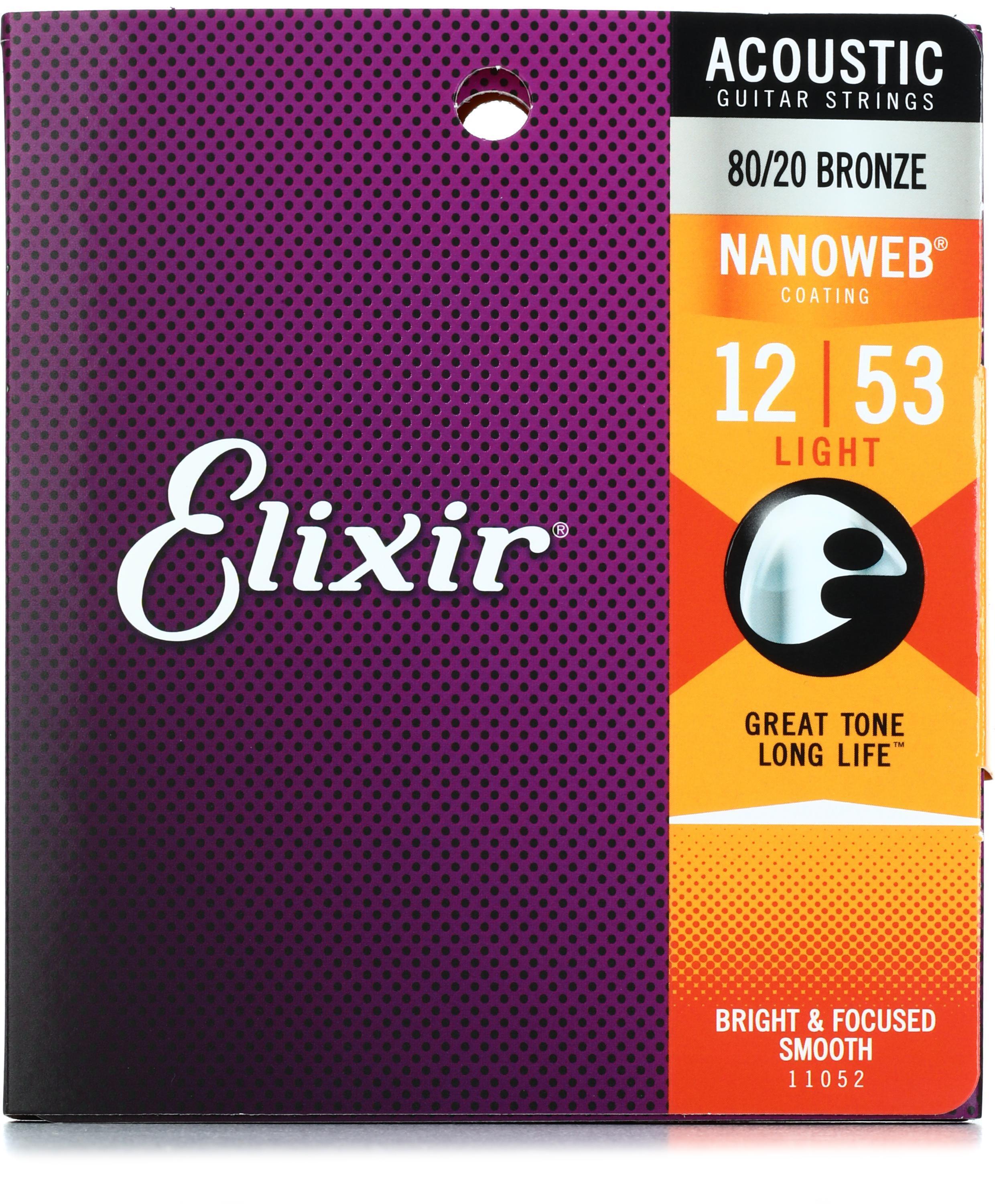 Bundled Item: Elixir Strings 11052 Nanoweb 80/20 Acoustic Guitar Strings - .012-.053 Light