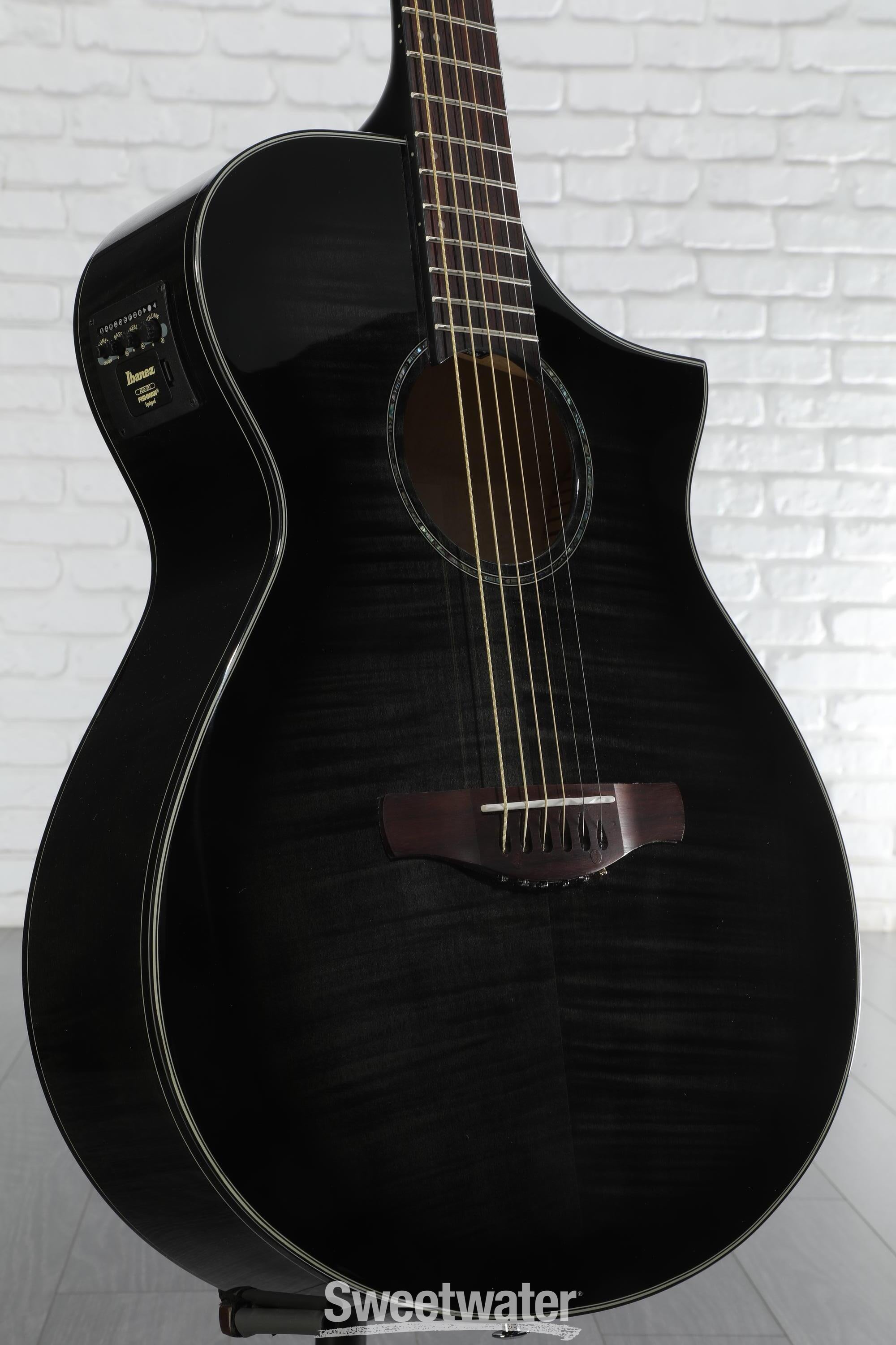 Ibanez AEWC400 Acoustic-Electric Guitar - Transparent Black