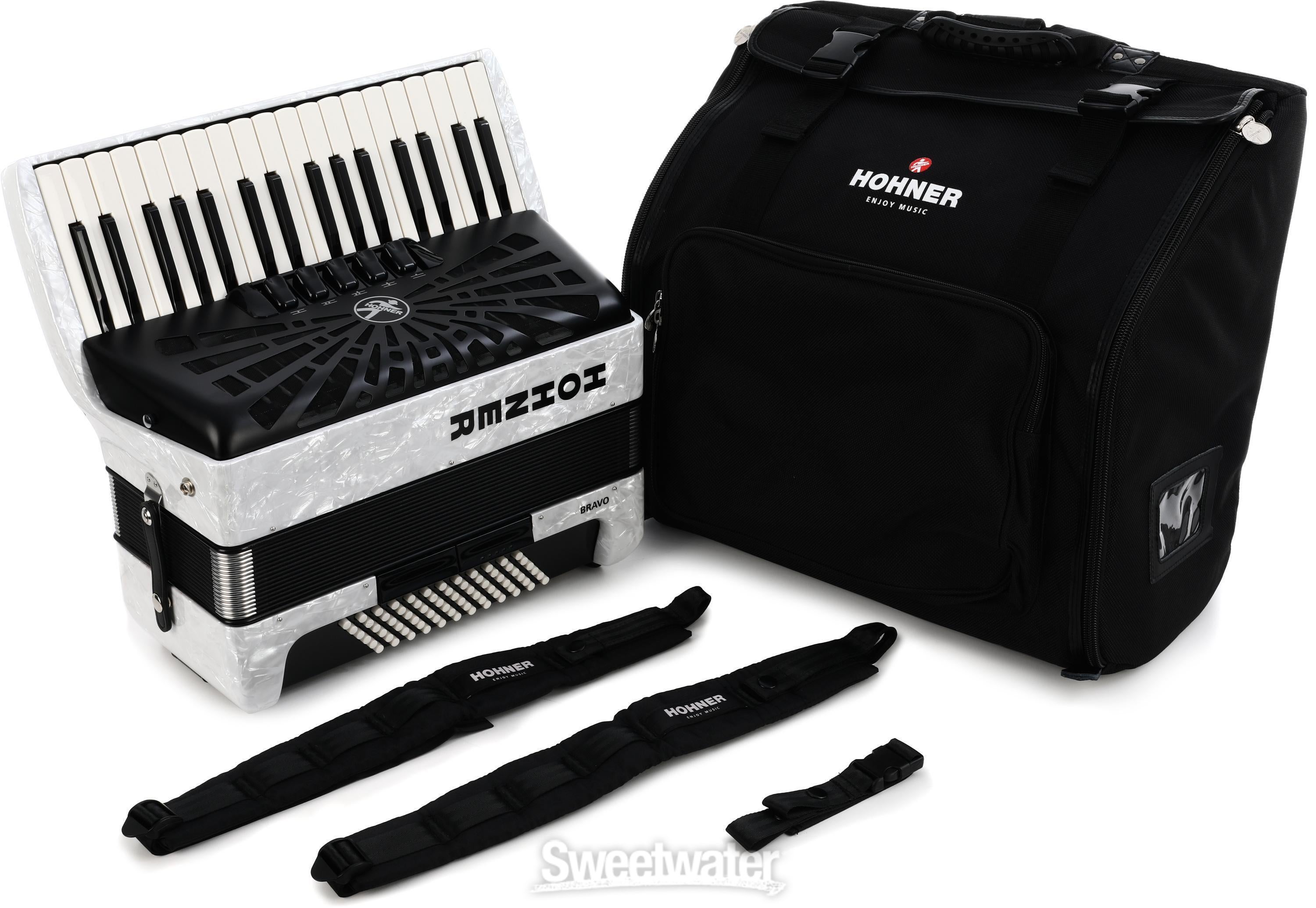 Hohner Bravo III 72 Chromatic Piano Key Accordion - Pearl White