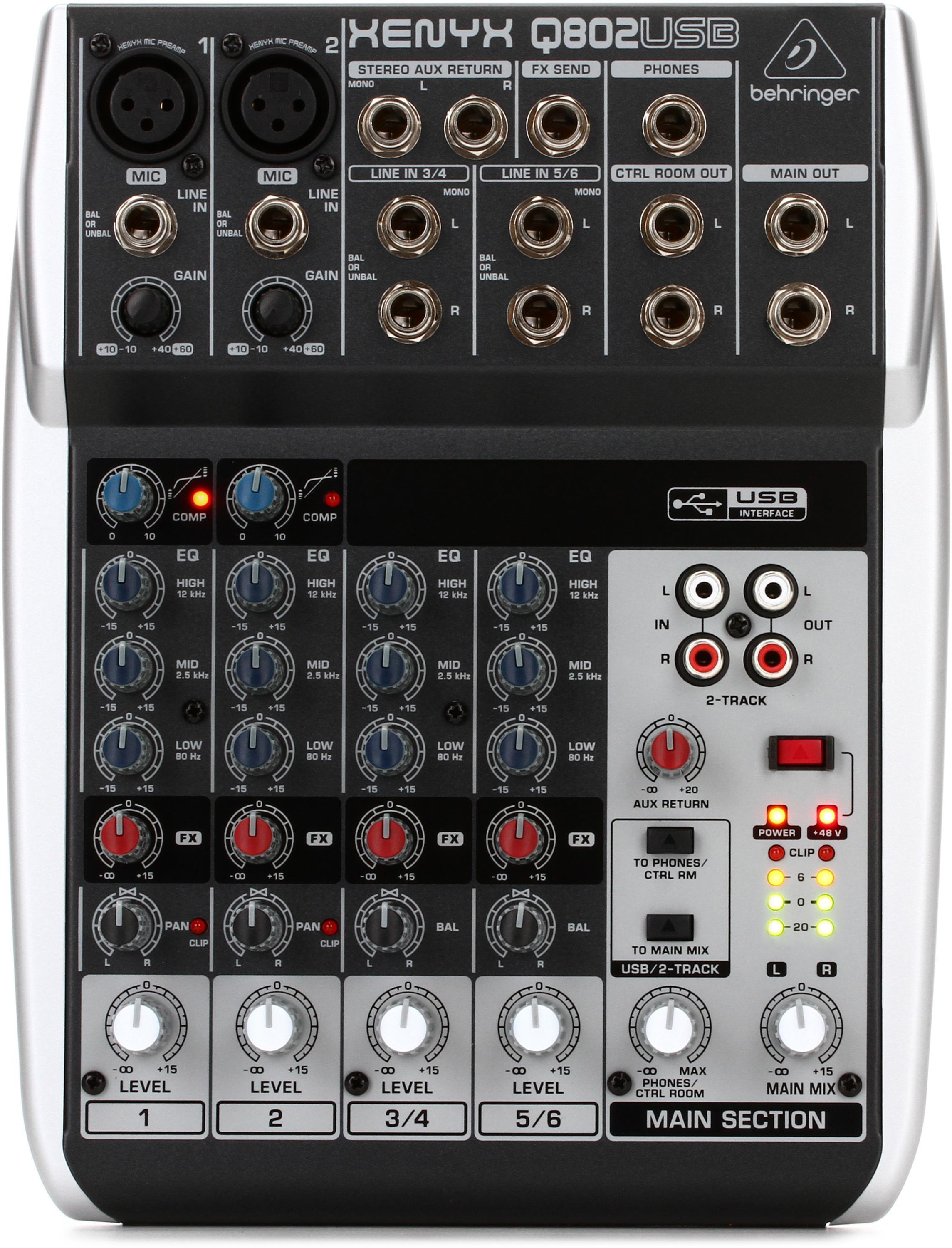 Behringer QX1002USB Xenyx 10-Input 2-Bus FX Mixer outlet & USB