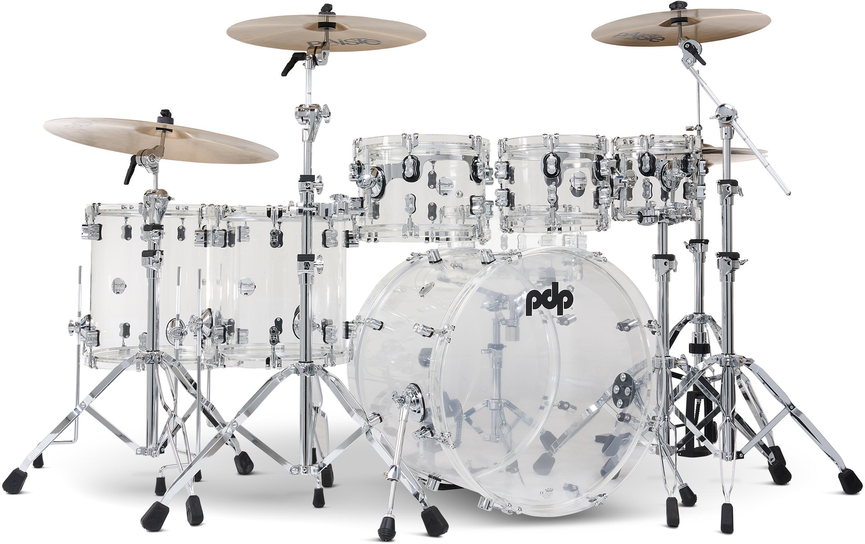Photo of PDP Concept Acrylic 6-Piece Shell Pack - Clear w/ Chrome Hardware