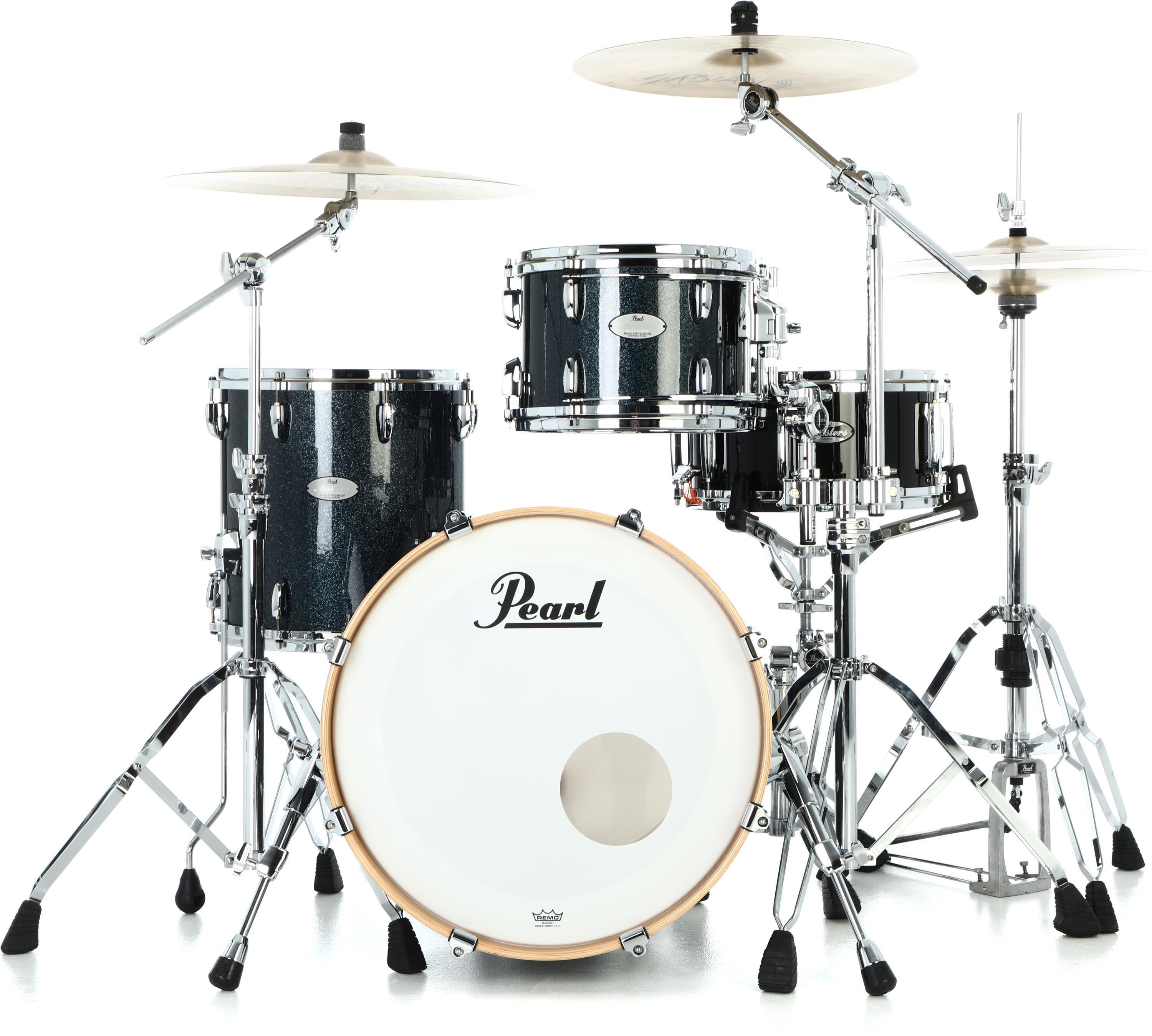 Photo of Pearl Music City Custom Masters Maple Gum 3-piece Shell Pack - Black Onyx Sparkle