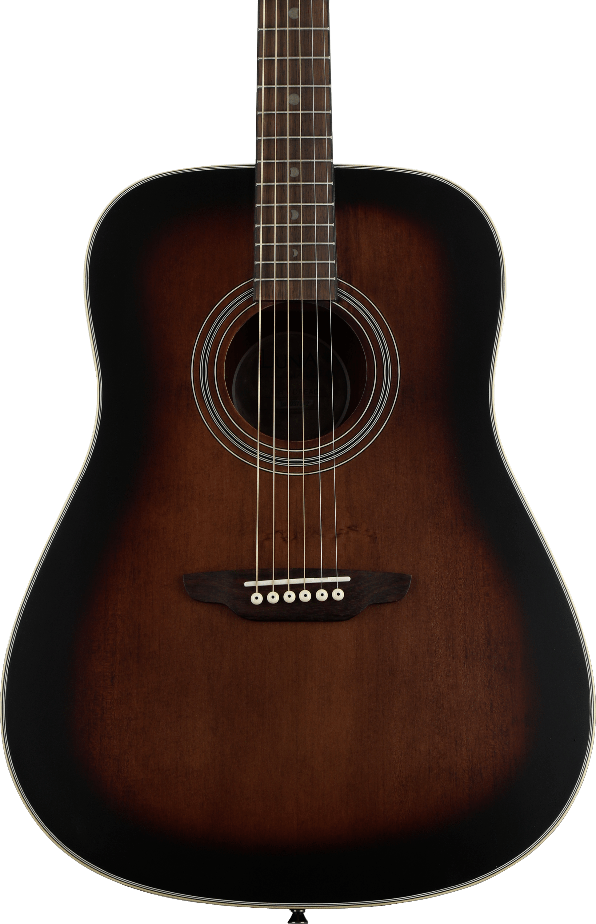 Luna Art Vintage Acoustic Guitar - Distressed Vintage Brownburst