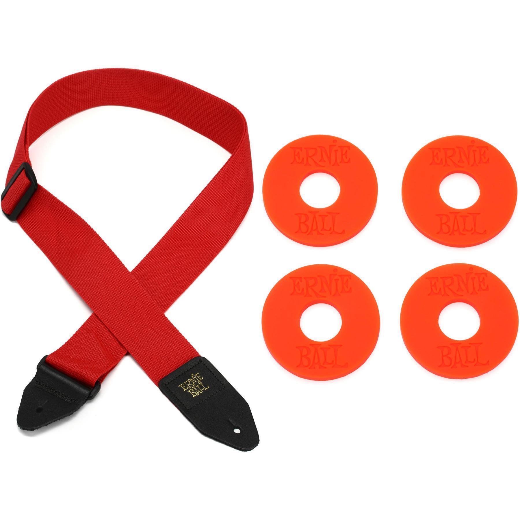 Photo of Ernie Ball 2-inch Polypro Strap with Rubber Strap Blocks - Red