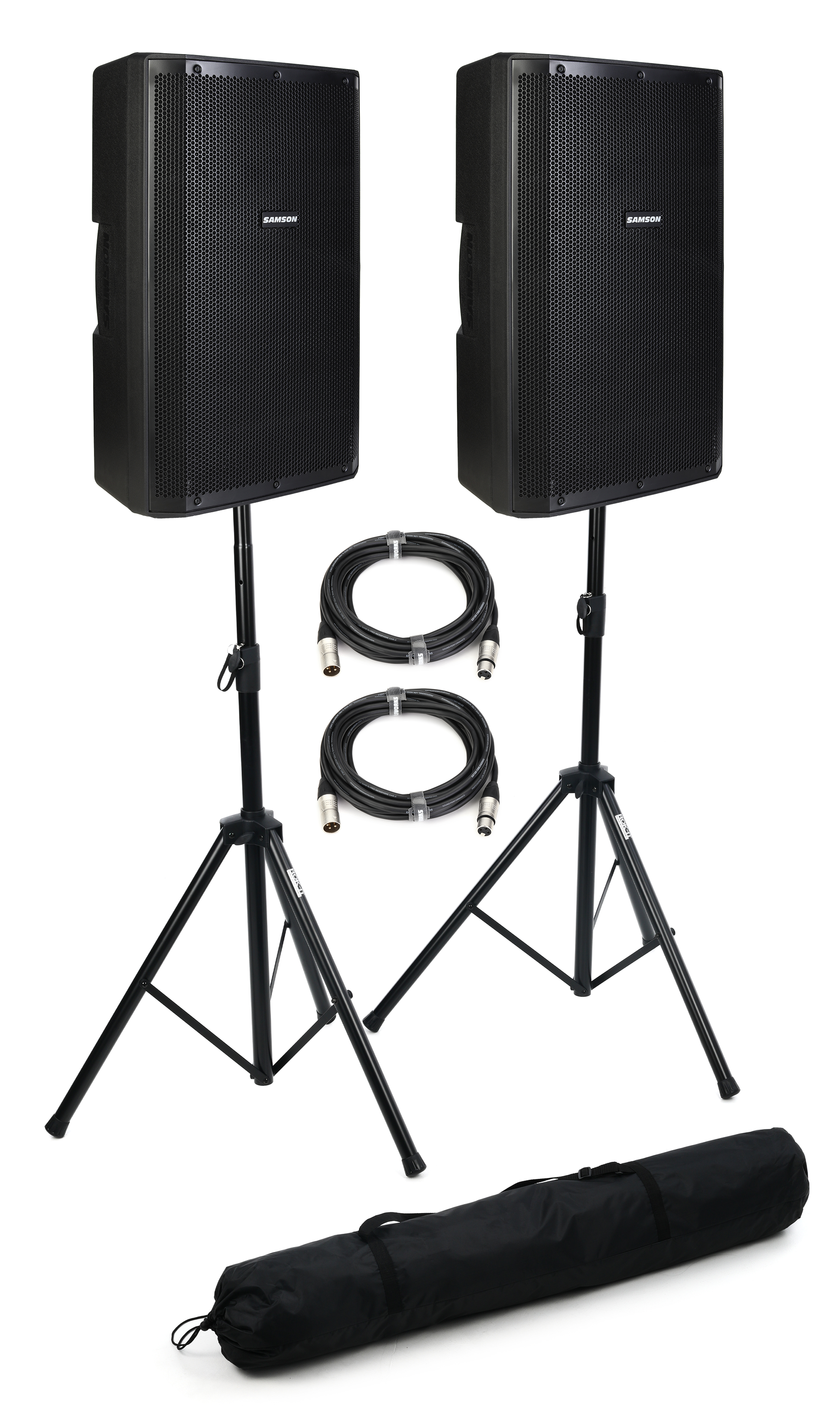 Photo of Samson RS115A 400-watt 15-inch Powered Speakers with Stands and Cables