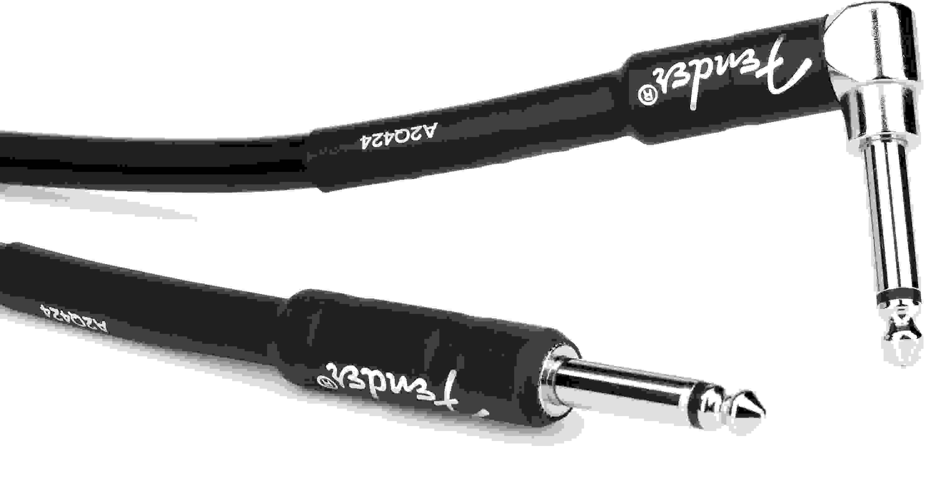 Fender Professional Series Straight to Right Angle Instrument Cable - 18.6 foot Black