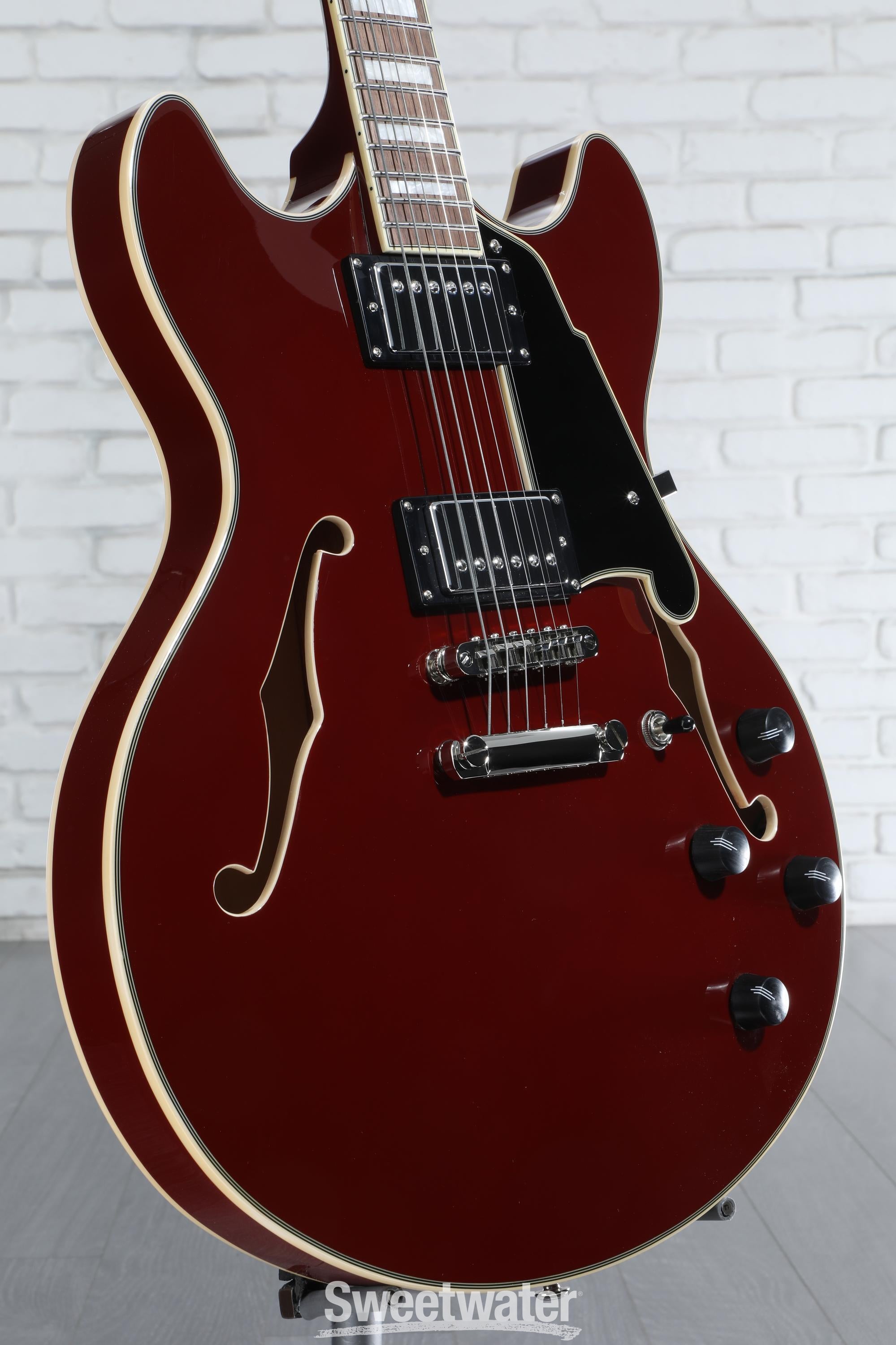 D'Angelico Premier DC Electric Guitar - Burnt Red with Stopbar