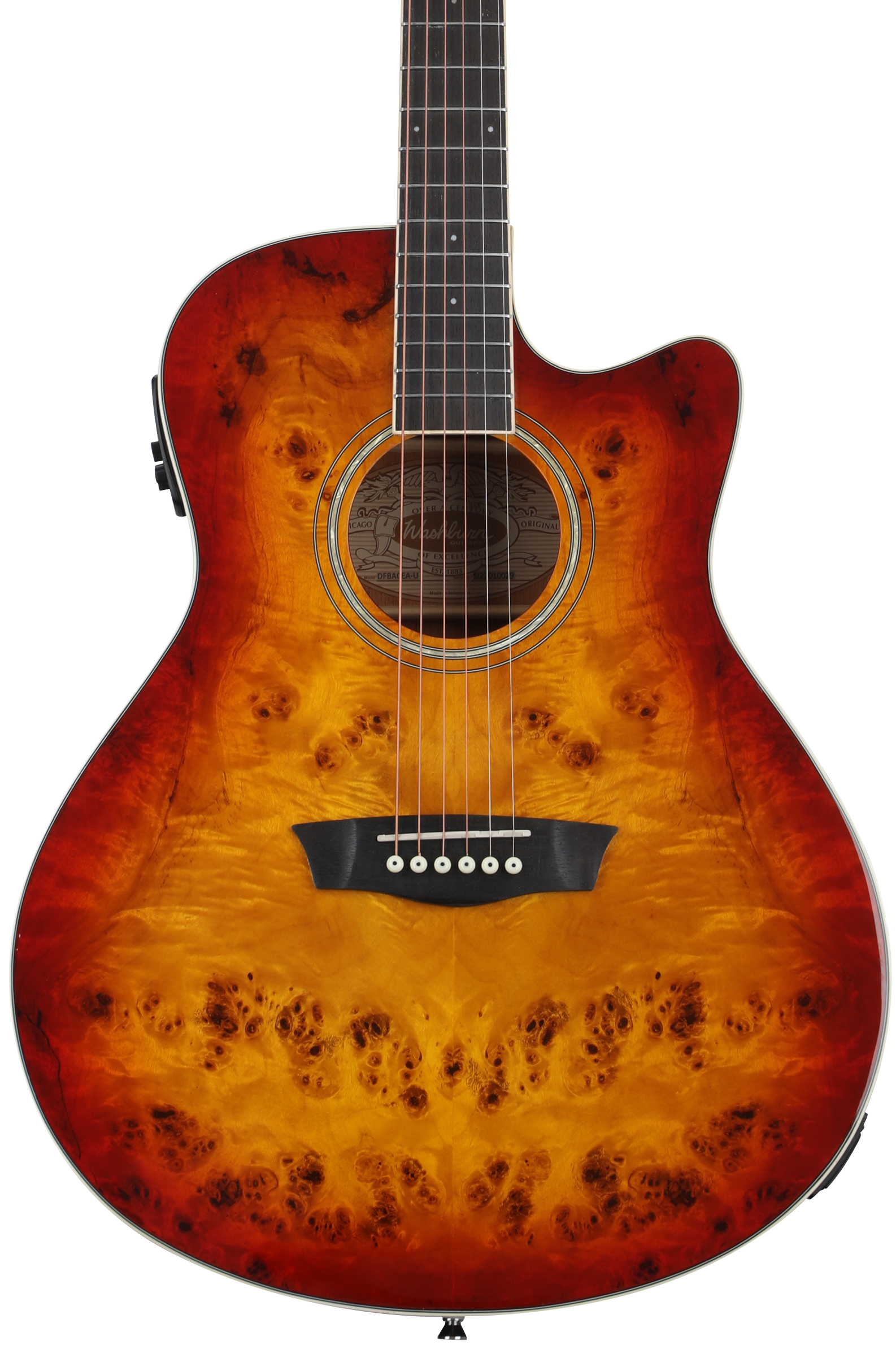 Washburn Deep Forest Burl ACE Acoustic Guitar - Amber Fade
