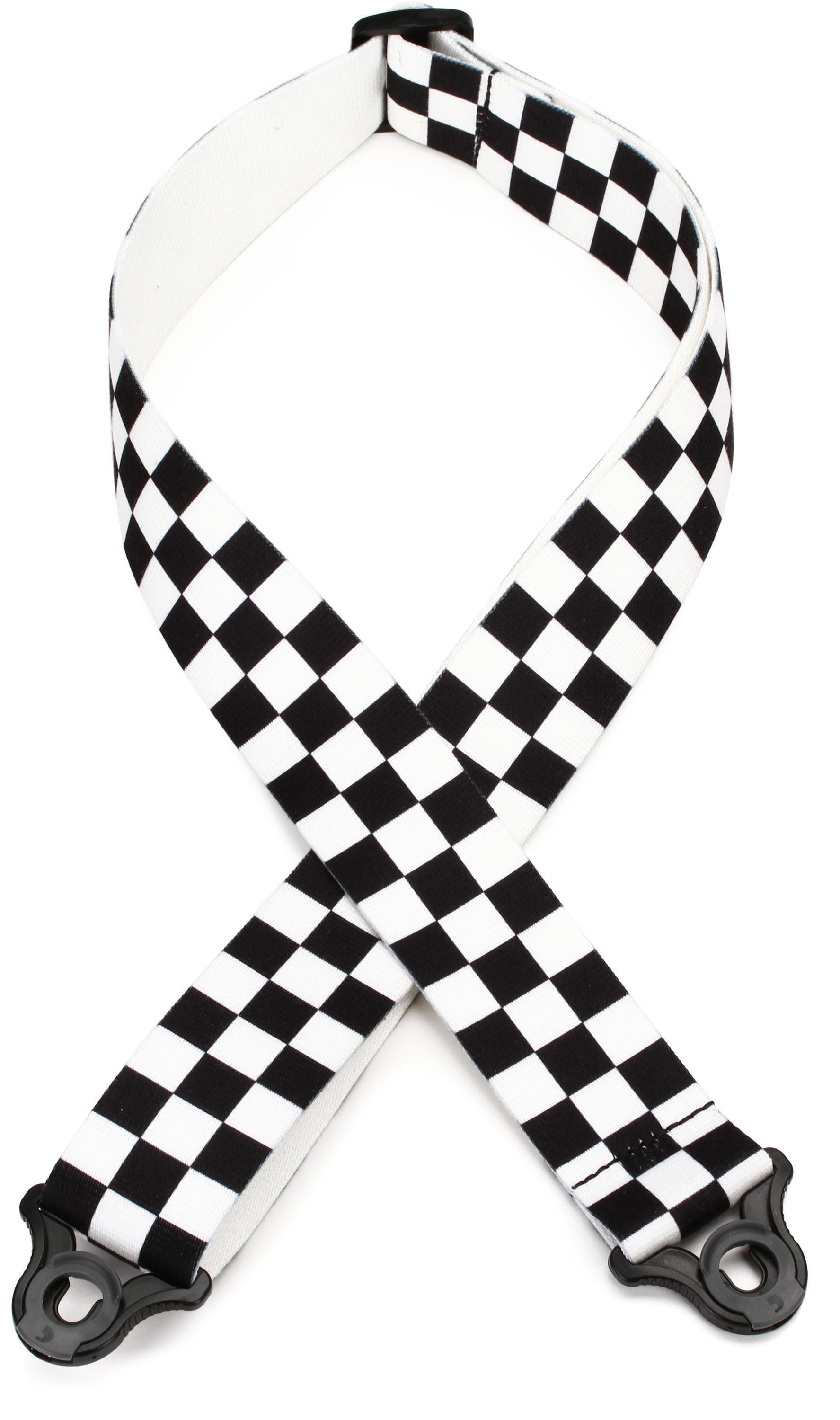 Photo of D'Addario 2-inch Nylon Auto Lock Guitar Strap - Skater Checkerboard