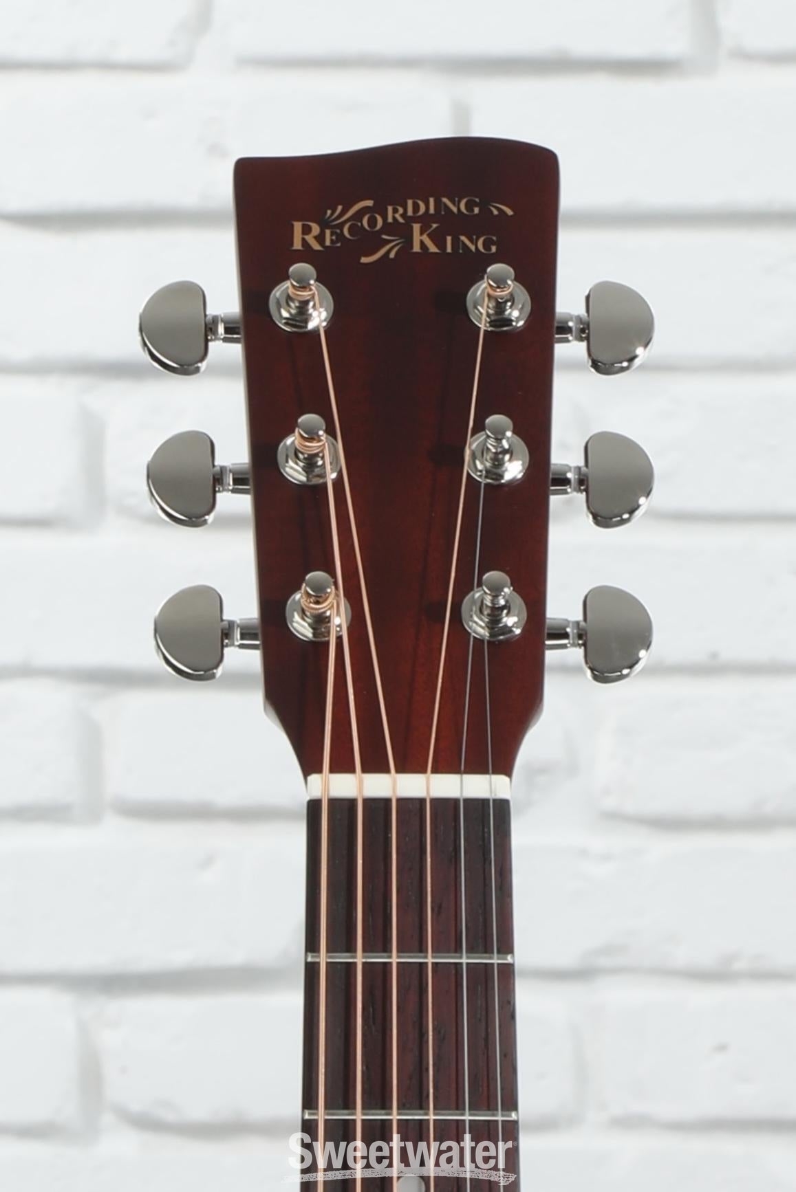 Recording King Road King Pro Grand Auditorium Cutaway Acoustic-electric Guitar - Transparent Brown Burst