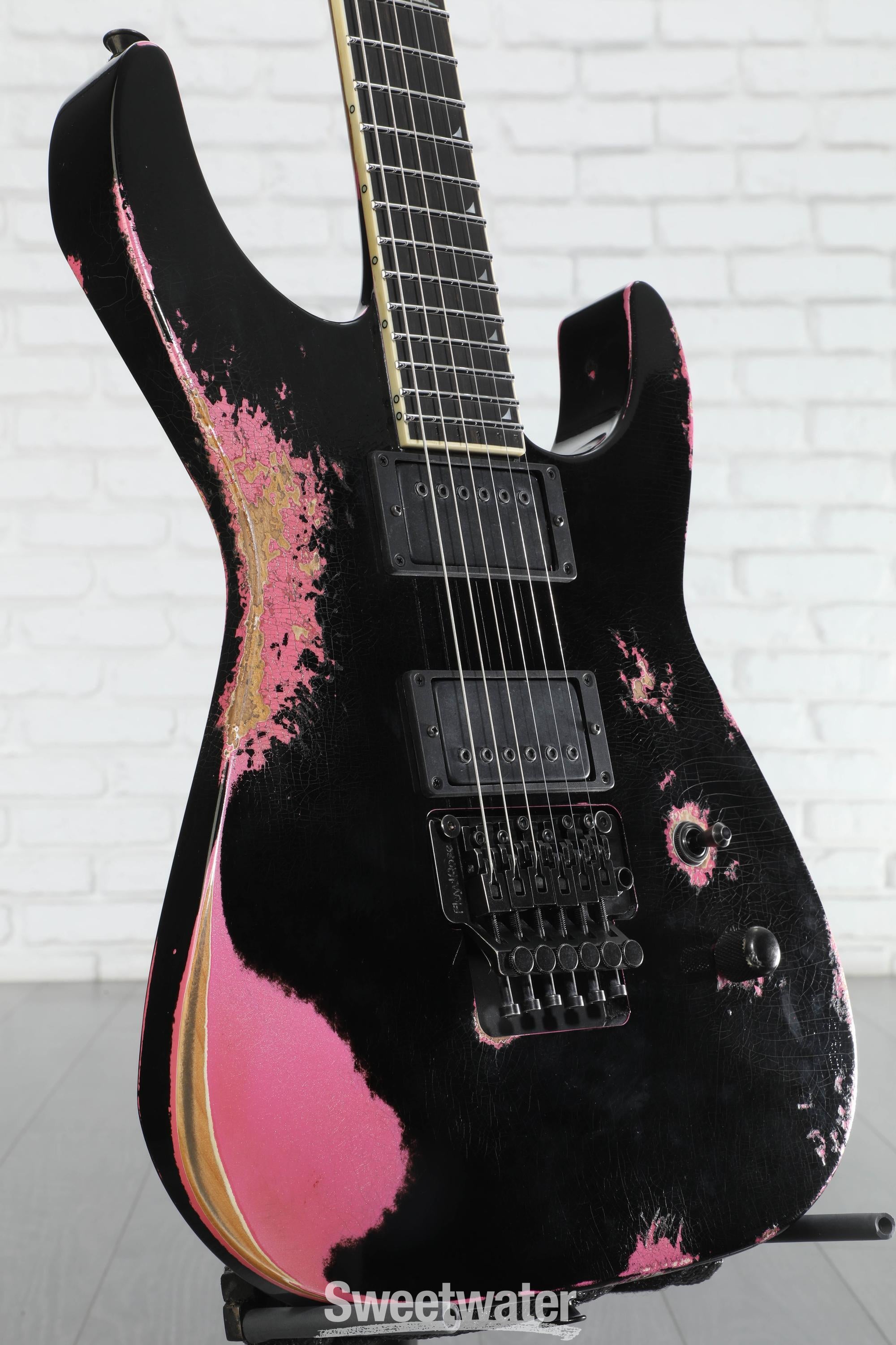 Photo of Jackson USA Tangent Series Soloist Electric Guitar - Black Over Platinum Pink, Sweetwater Exclusive