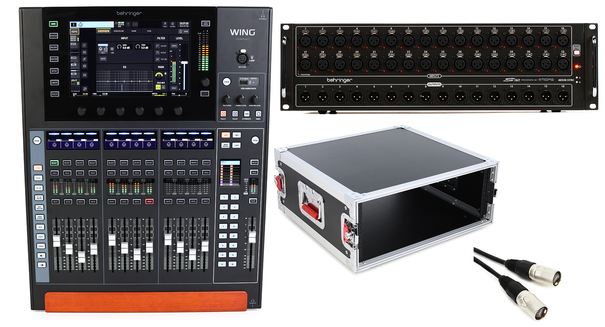 Behringer WING Compact 48-channel Digital Mixer with S32 Digital Stage Box and ATA Rack Case