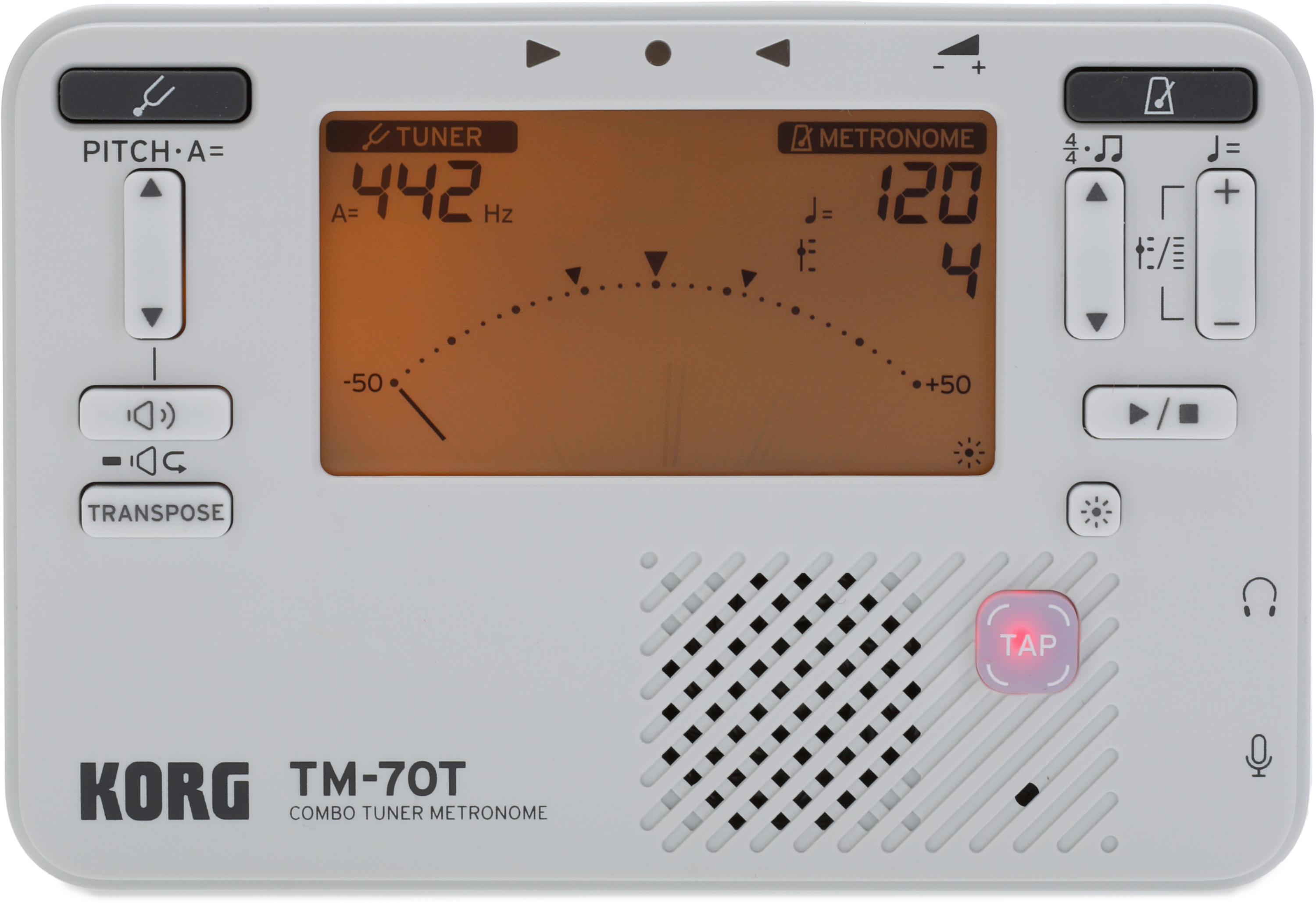 Korg TM-70C Tuner and Metronome with Contact Microphone - White