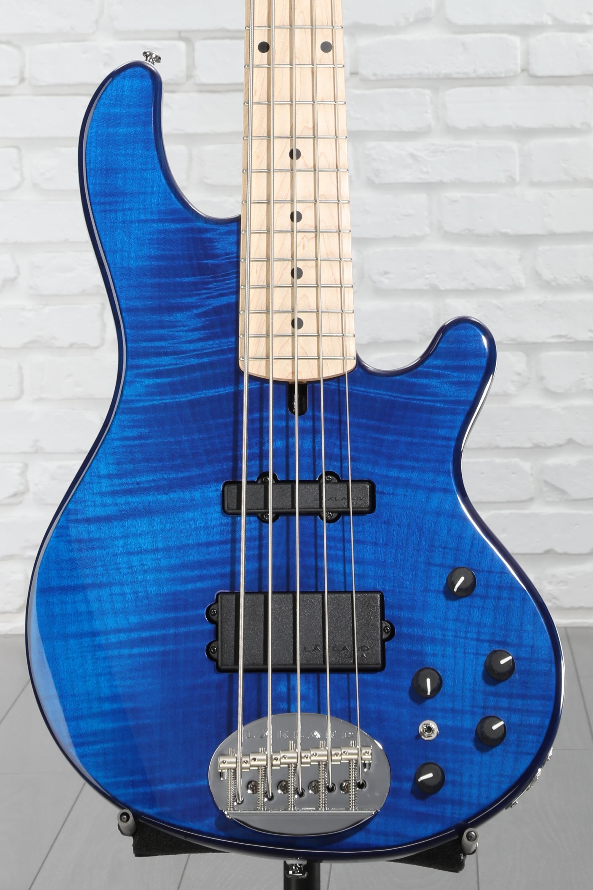 Lakland Skyline 55-02 Deluxe Flame Bass Guitar - Translucent Blue