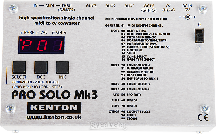 Kenton Pro Solo Mk3 Single-channel MIDI to CV Converter | Sweetwater