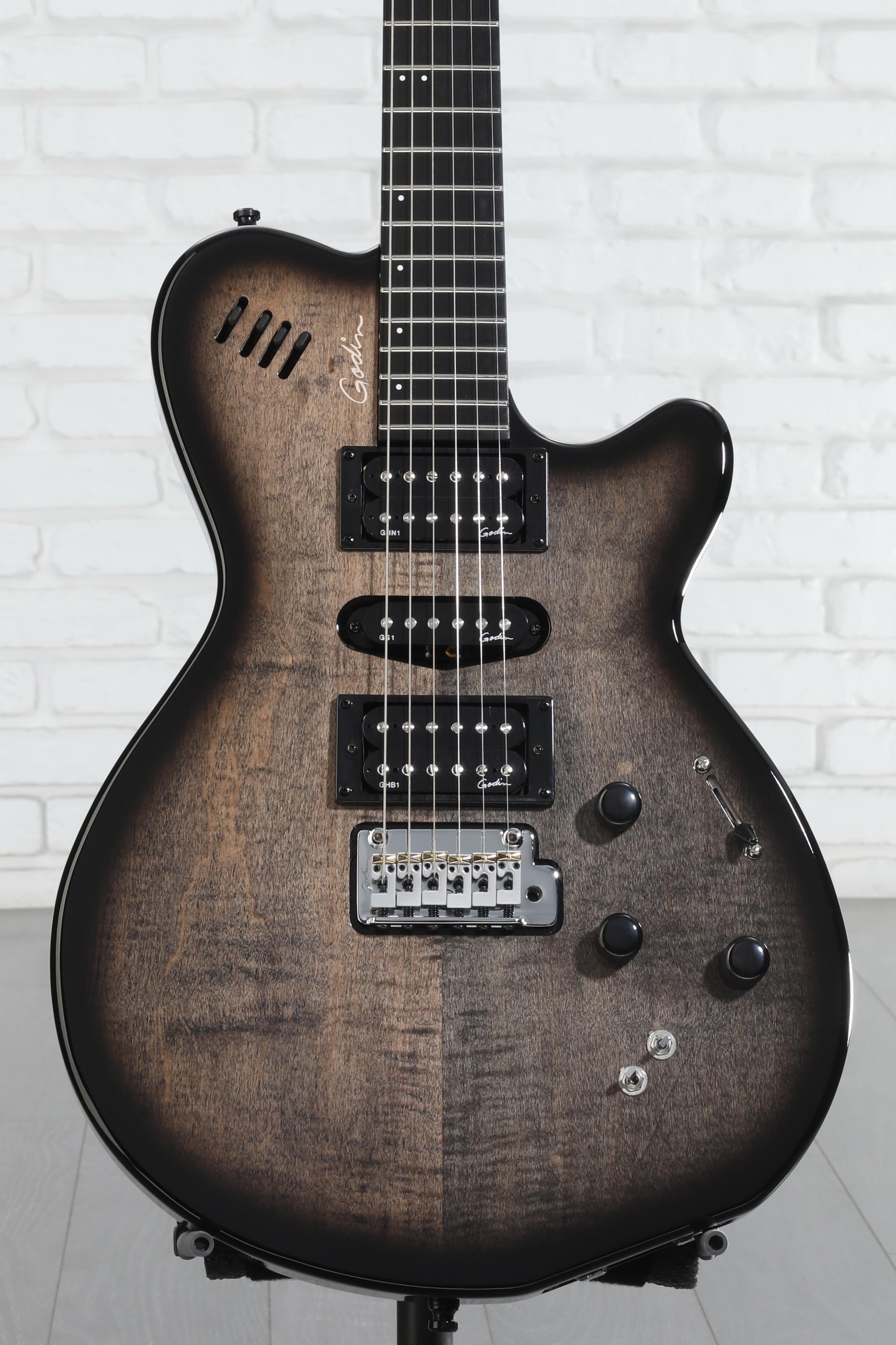 Godin xtSA Multi-Voice Electric Guitar - Trans Black | Sweetwater