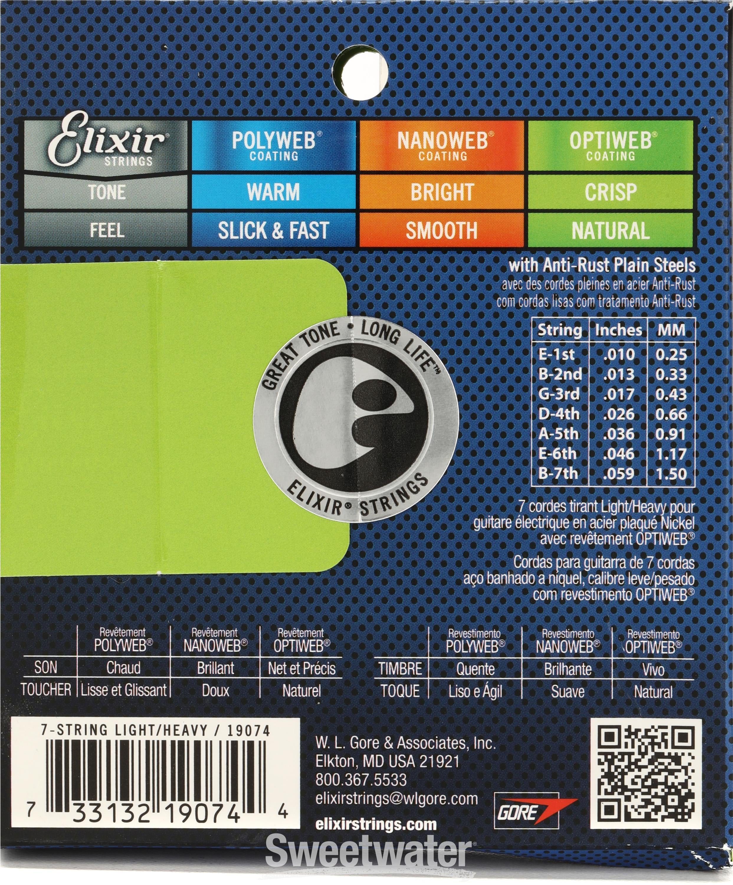 Elixir Strings 19074 Optiweb Electric Guitar Strings .010 .059