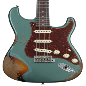 Fender Custom Shop Limited-edition Roasted '61 Strat Super Heavy Relic -  Aged Sherwood Green Metallic Over 3-color Sunburst