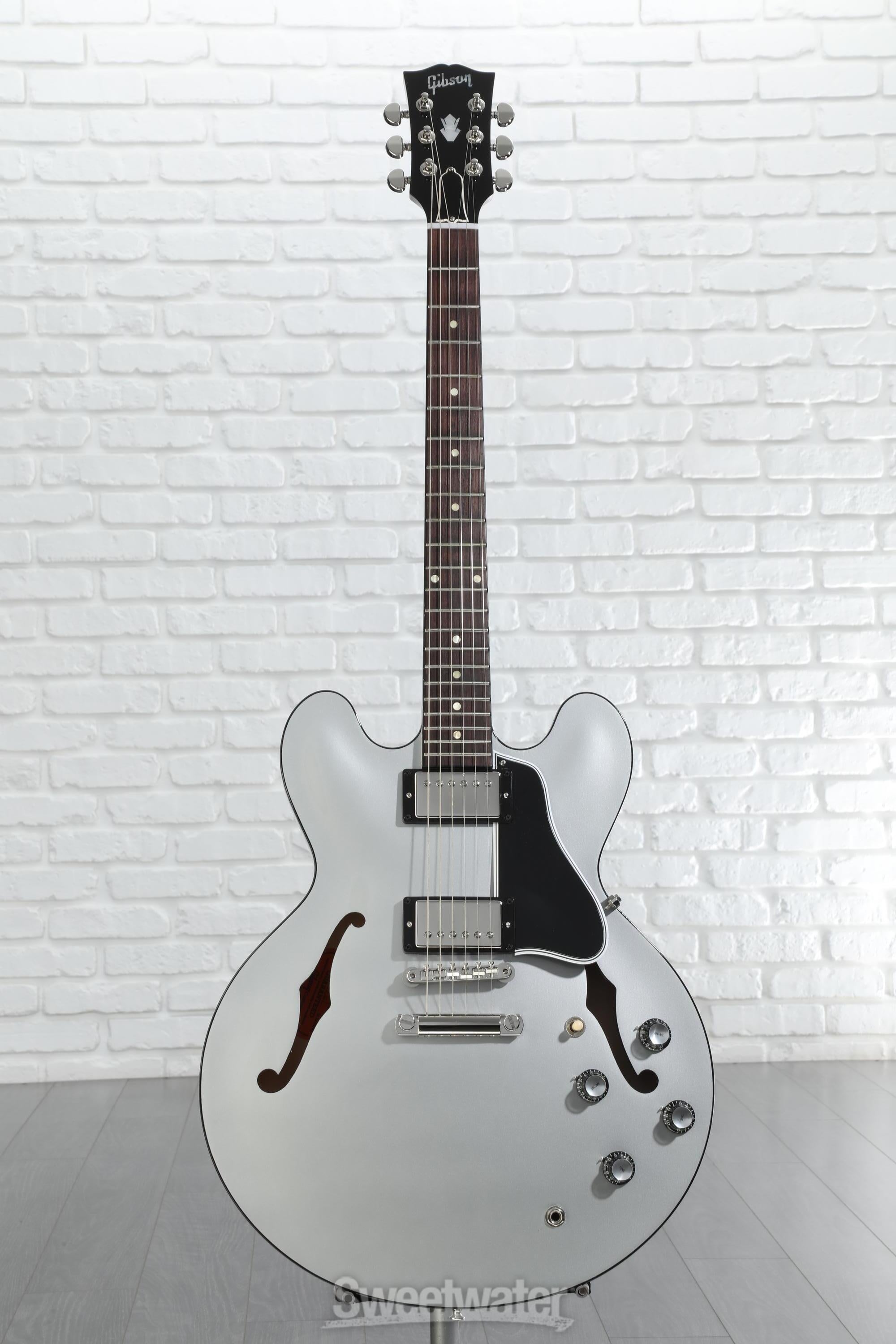 Gibson Custom Dealer Select 1961 ES-335 Semi-hollowbody Electric Guitar - Silver Ebony with Black Stinger