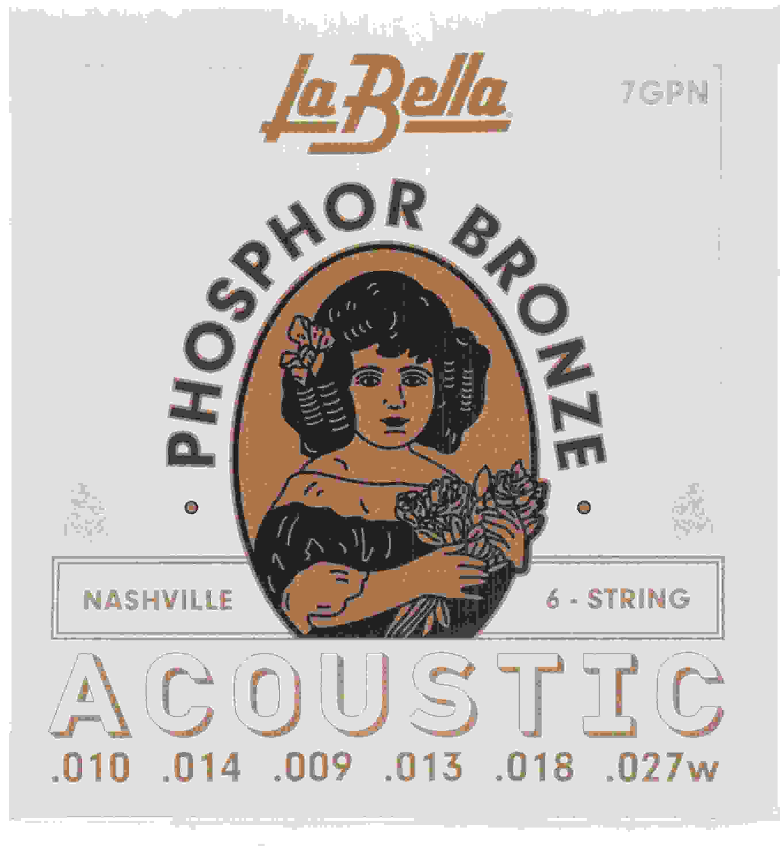 La Bella 7GPN Phosphor Bronze Acoustic Guitar Strings - .010-.027 High-strung/Nashville Tuning