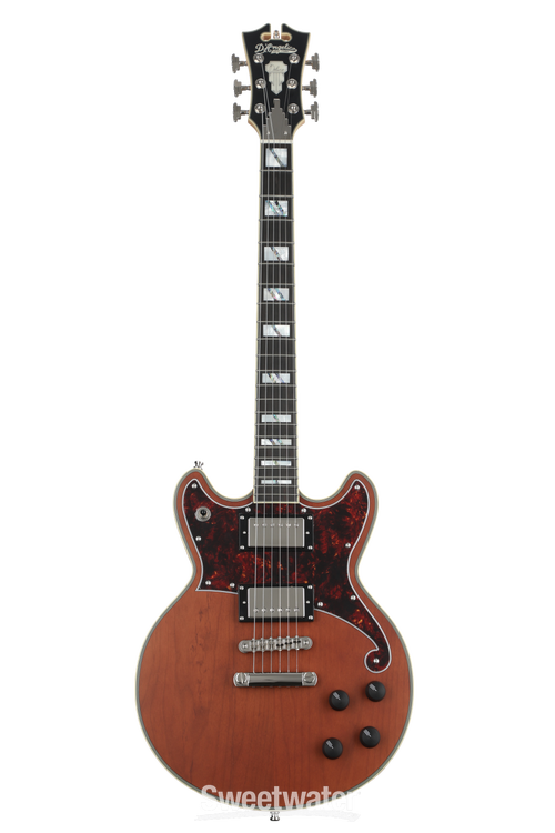 D'Angelico Deluxe Brighton Electric Guitar - Matte Walnut with Stopbar  Tailpiece