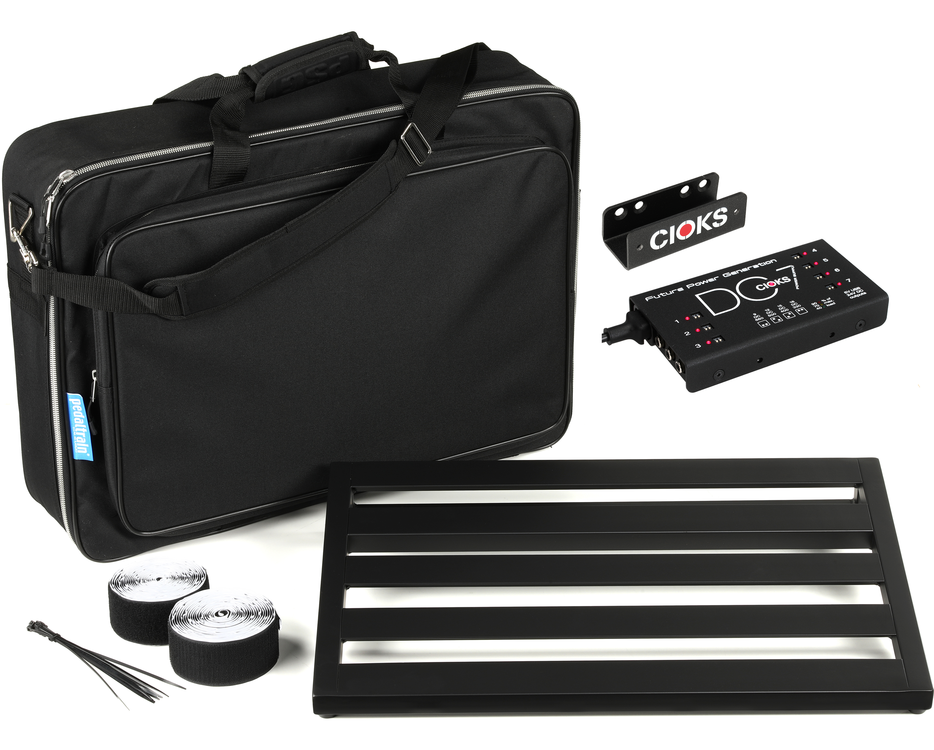 Photo of Pedaltrain Classic 3 24-inch x 16-inch Pedalboard with CIOKS DC7 Power Supply and Soft Case