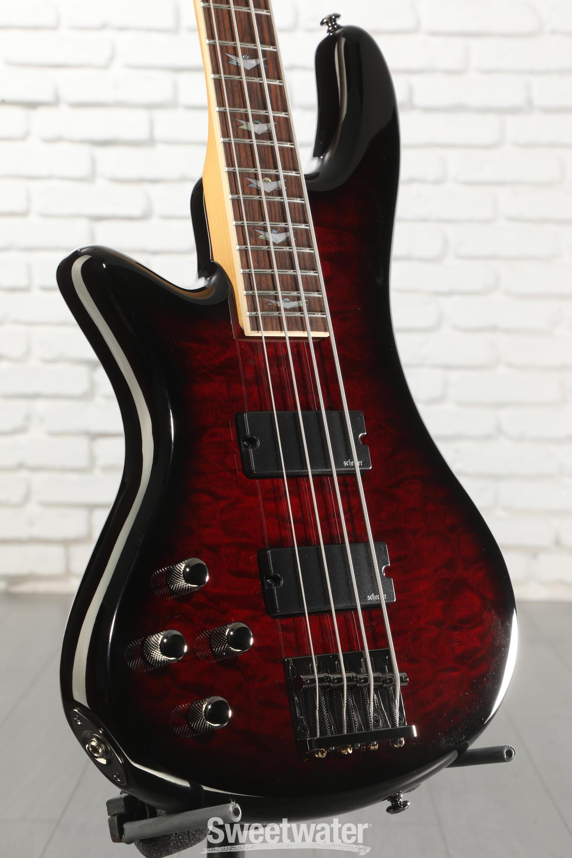 Photo of Schecter Stiletto Extreme 4 LH Left-handed Bass Guitar - Black Cherry