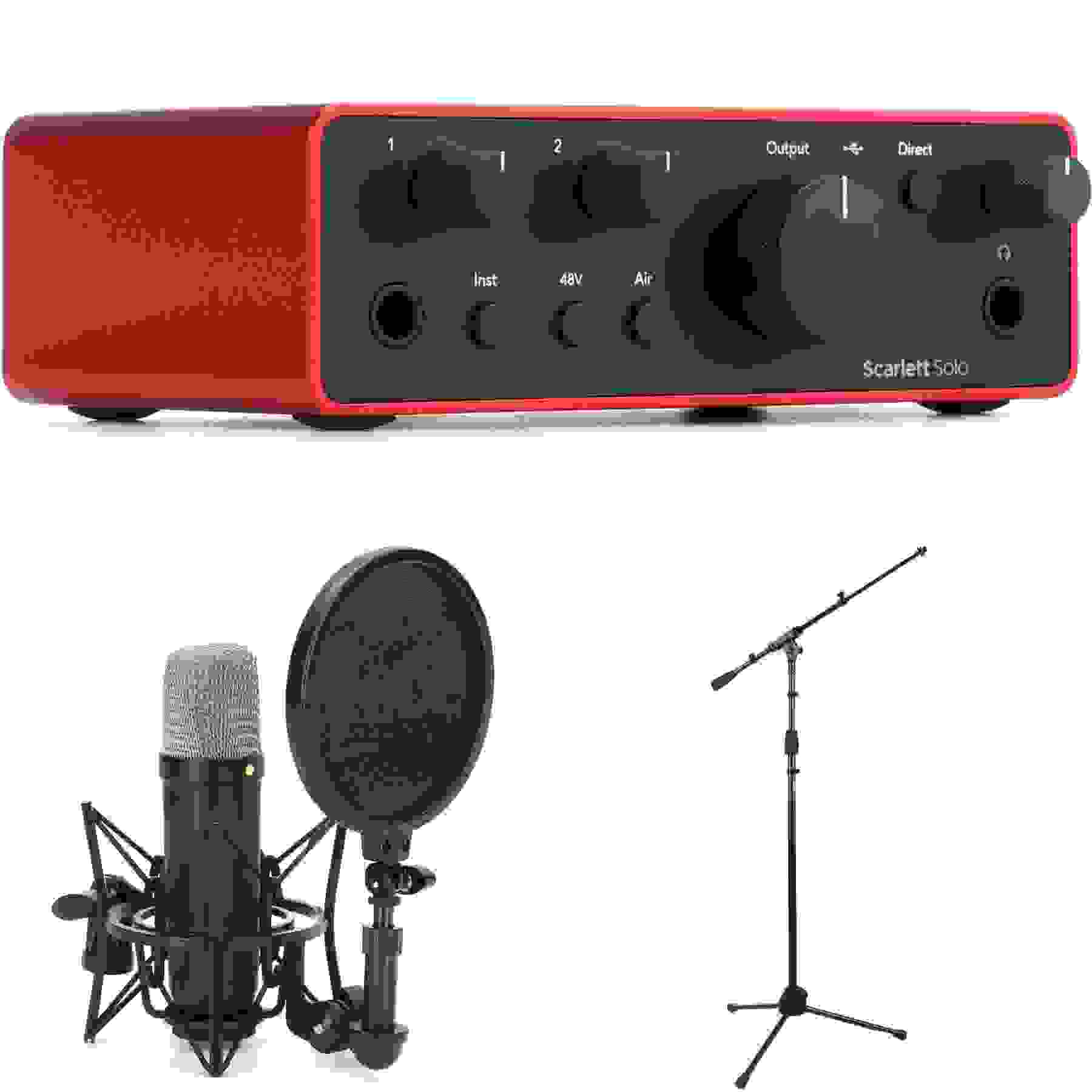 Focusrite Scarlett Solo 4th Gen USB Audio Interface and Rode NT1 Microphone Bundle - Black