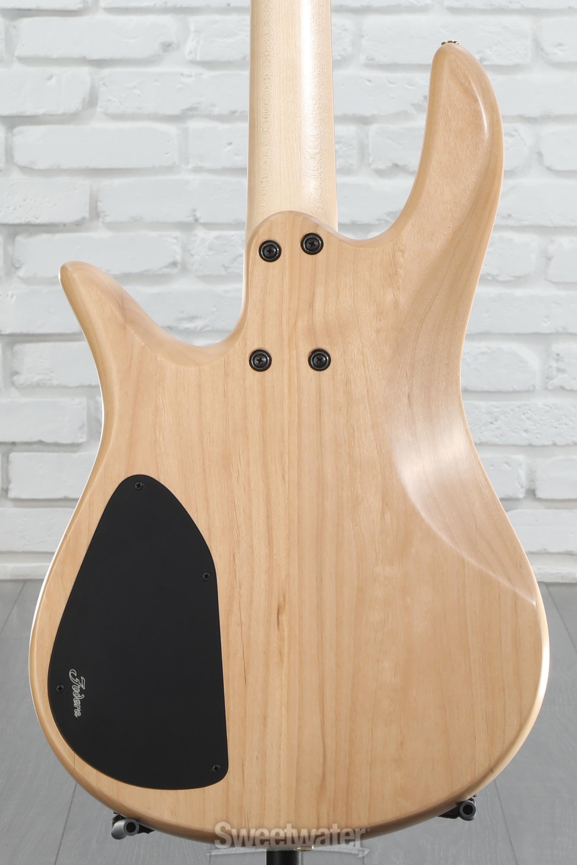 Fodera Monarch 4 Standard Special Bass Guitar - Natural Myrtle Satin with Gold Hardware, Sweetwater Exclusive