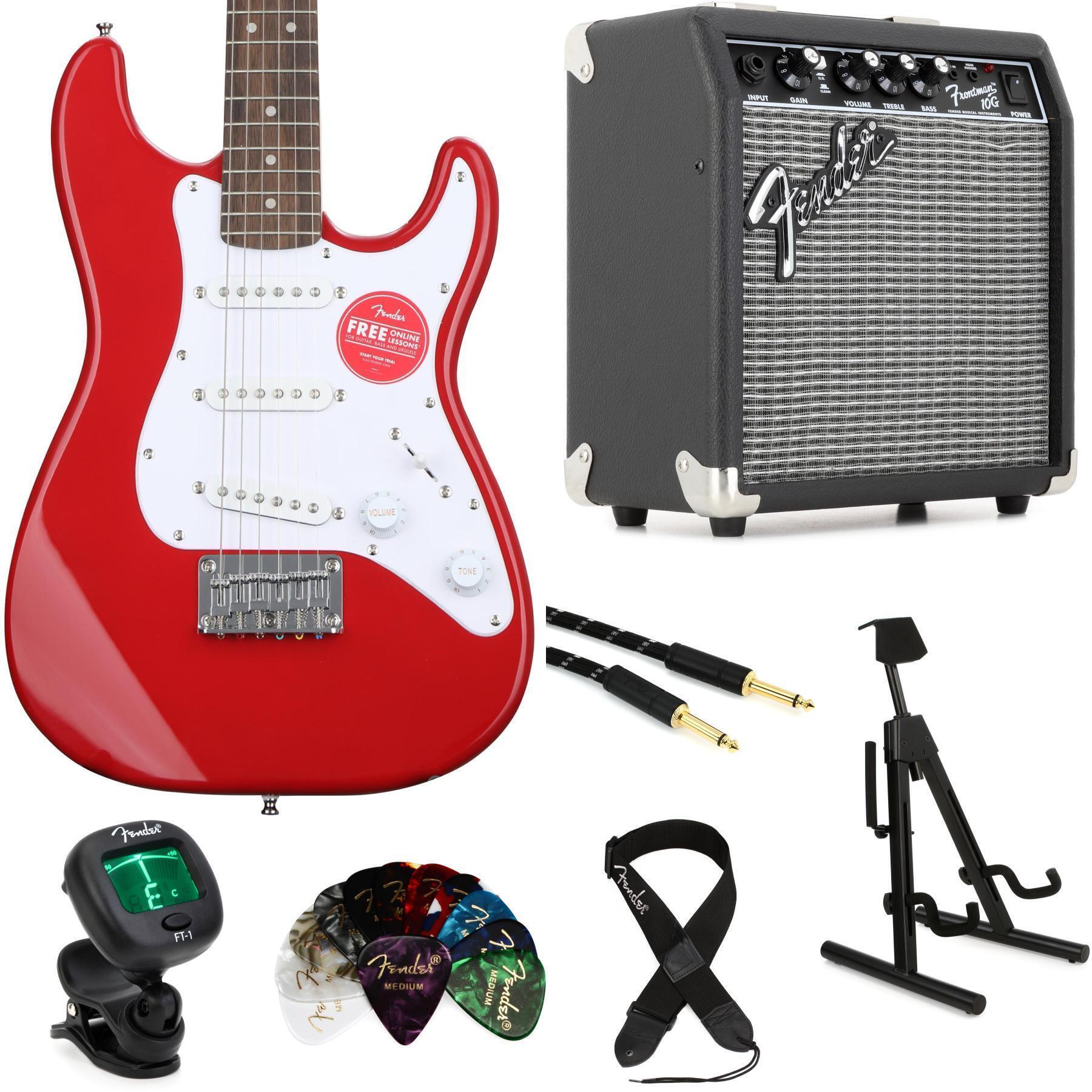 Squier Mini Strat Electric Guitar and Fender Amp Bundle - Dakota