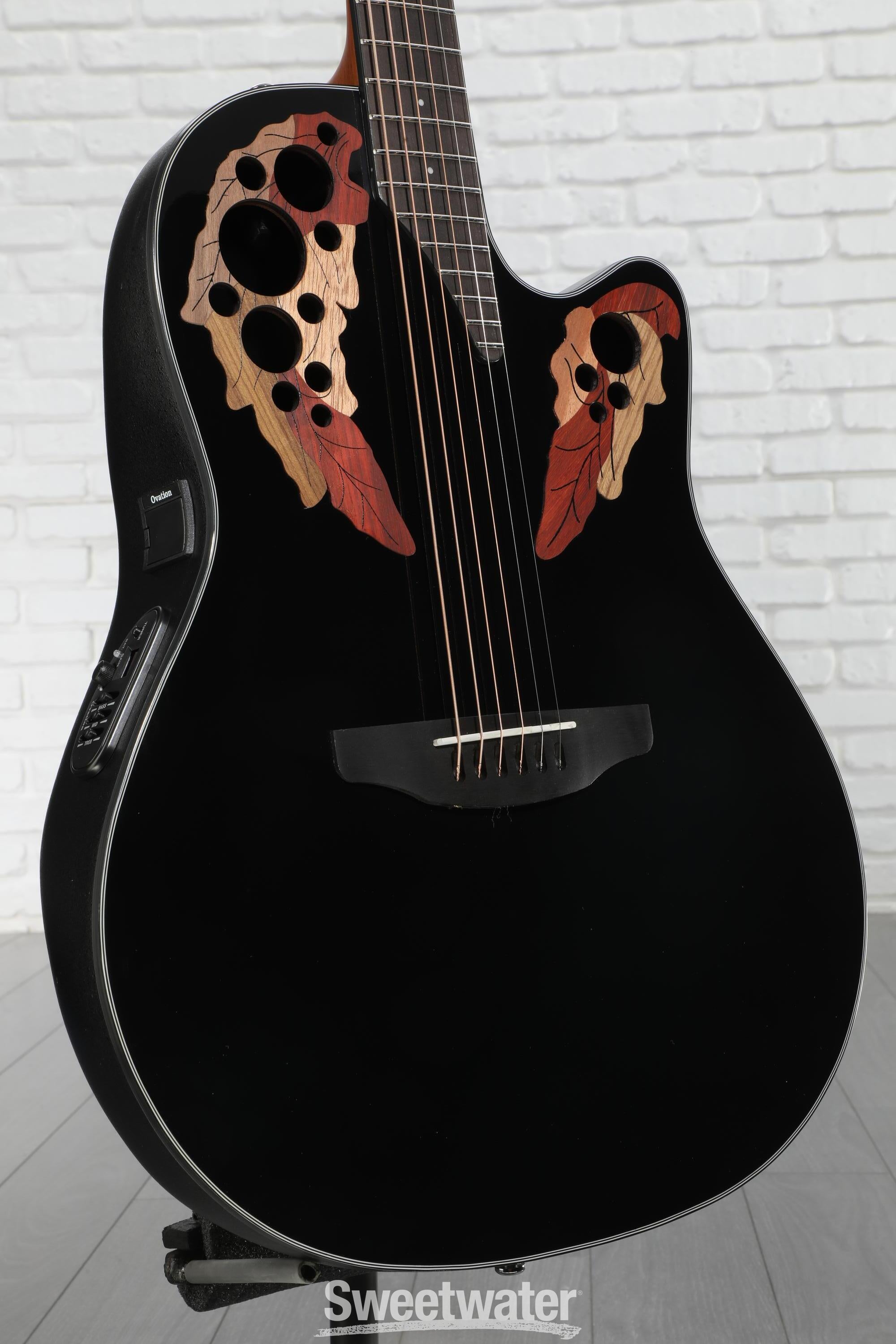 ギター Ovation Celebrity Elite CE44-5 Ovation Elite Celebrity Mid-Depth Acoustic-Electric Guitar - Black