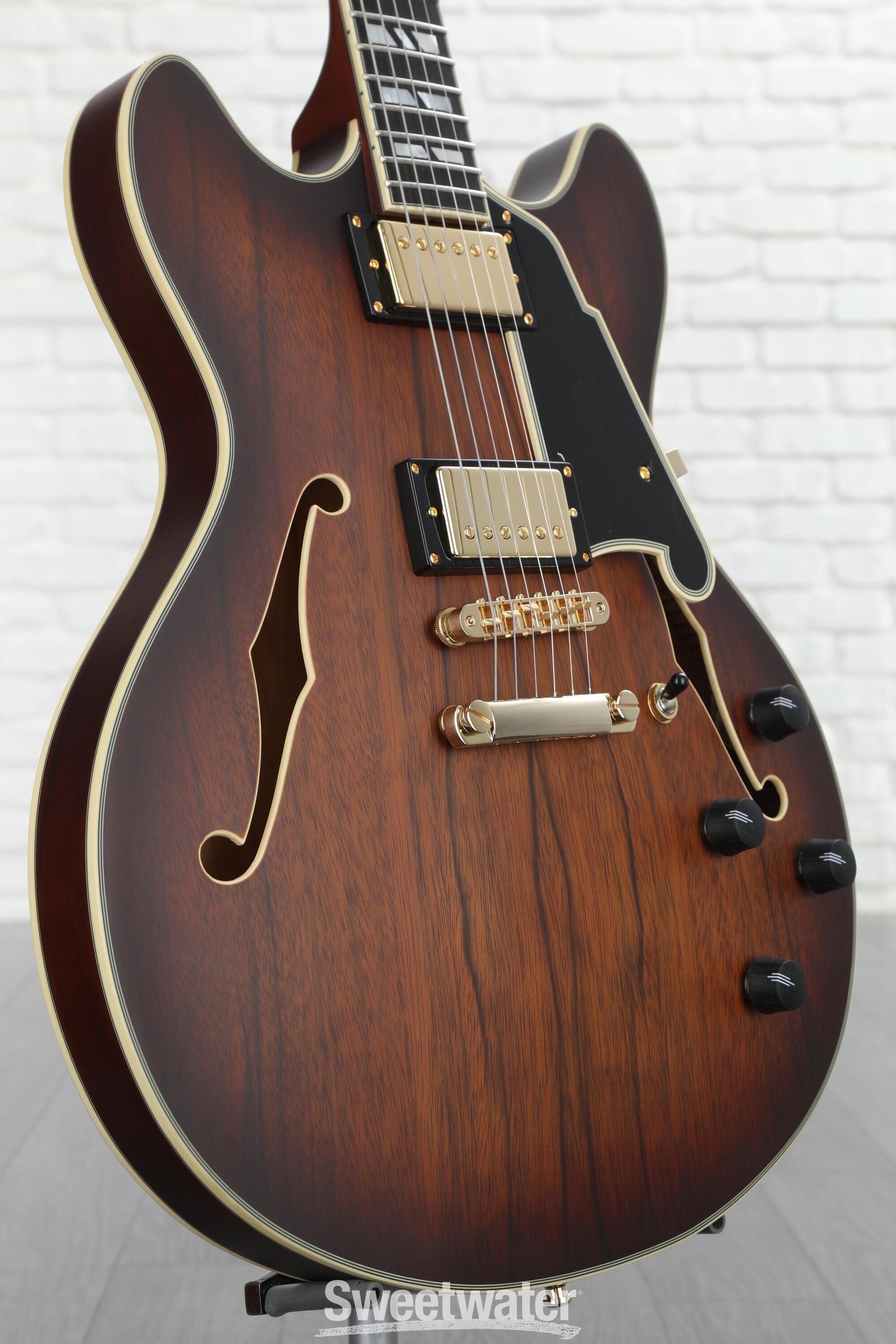 Photo of D'Angelico Deluxe DC Semi-hollowbody Electric Guitar - Satin Brown Burst