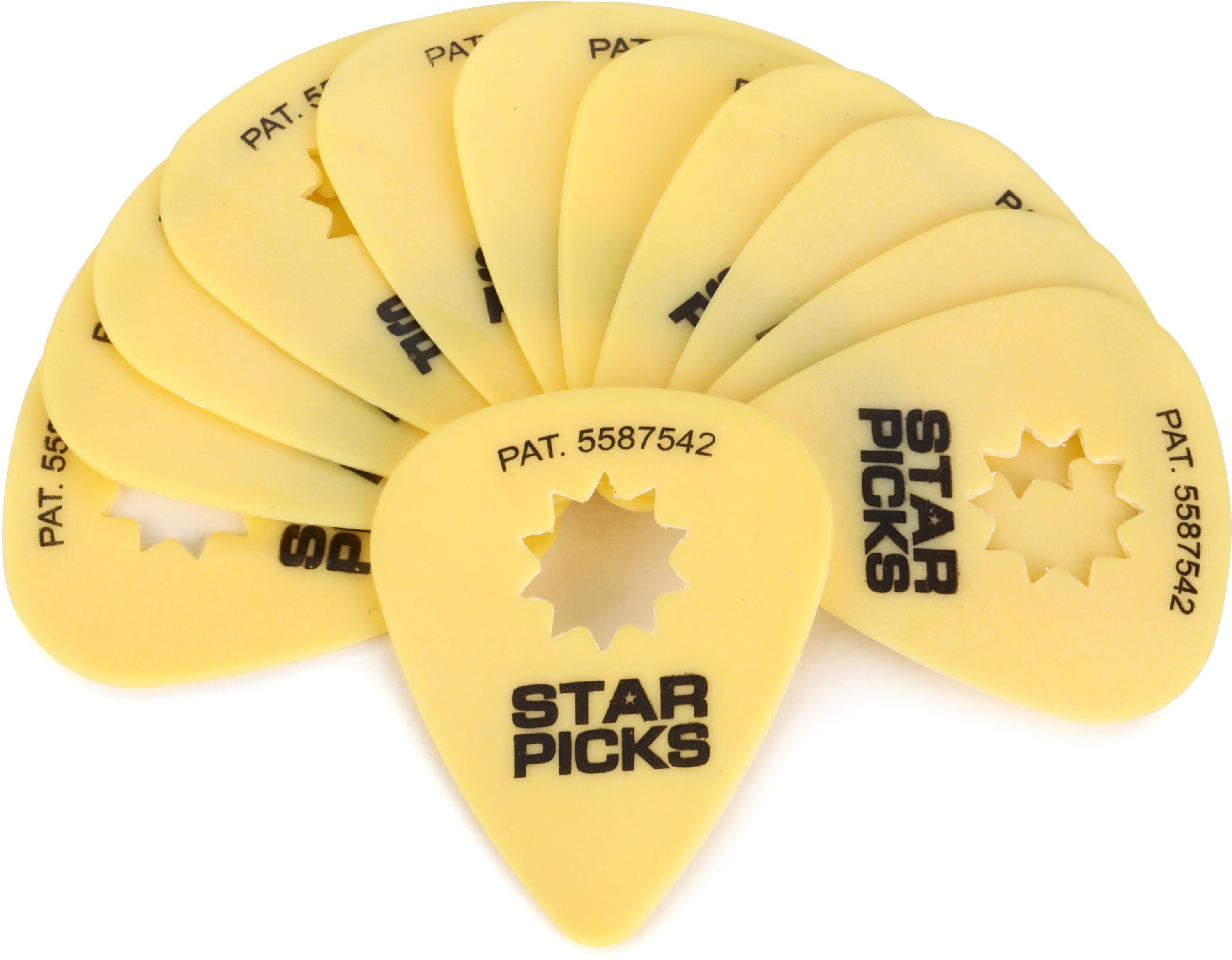 Photo of Cleartone Everly Star Picks - .73mm, Yellow, 12-pack