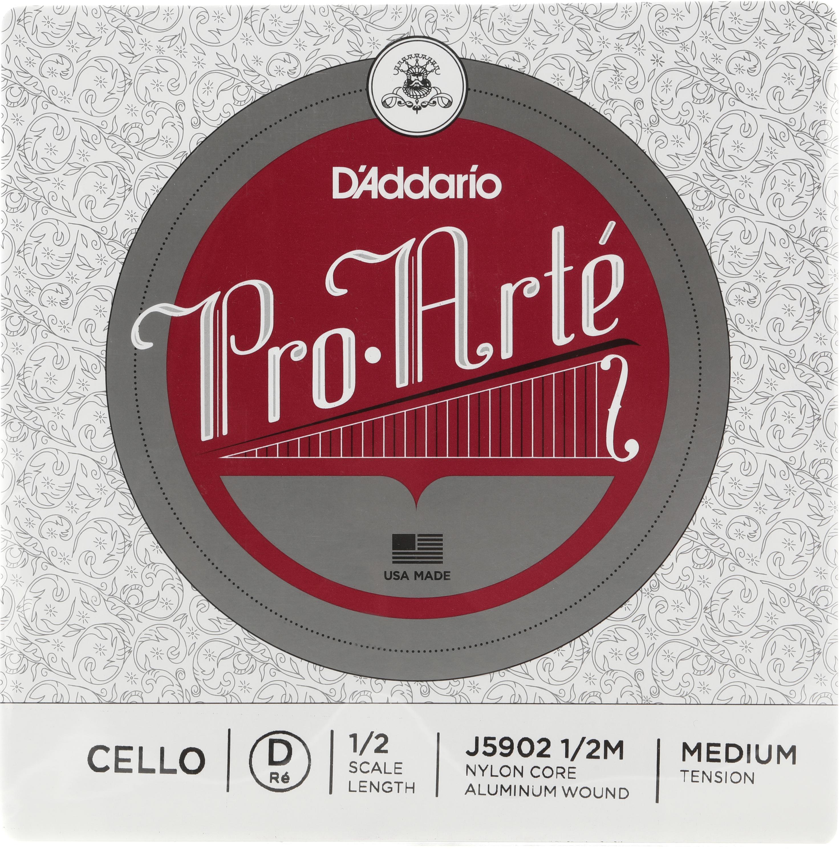 Photo of D'Addario J5902 Pro-Arte Cello D String - 1/2 Size, Medium Tension