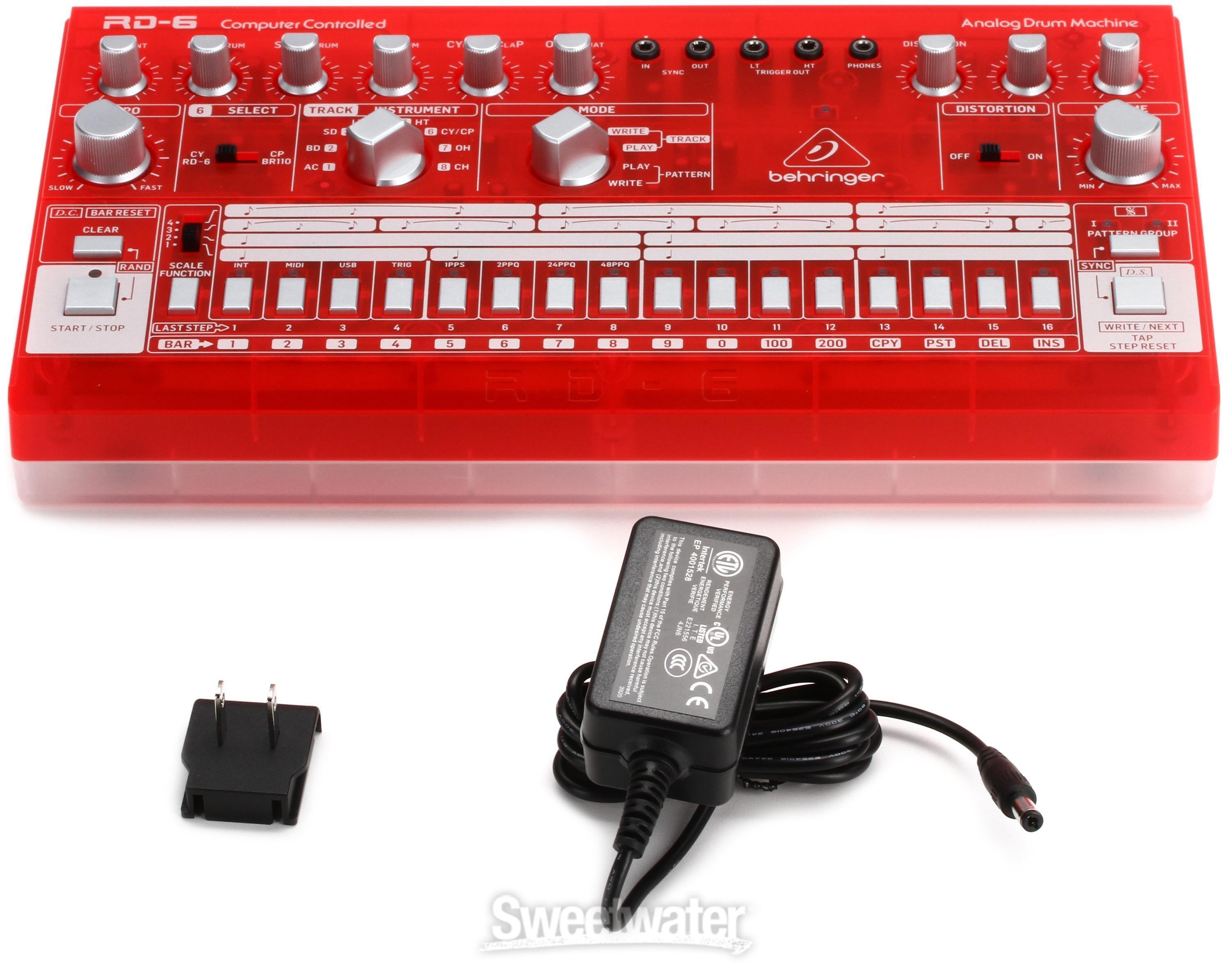 Behringer RD-6-SB Analog Drum Machine - Red Translucent | Sweetwater