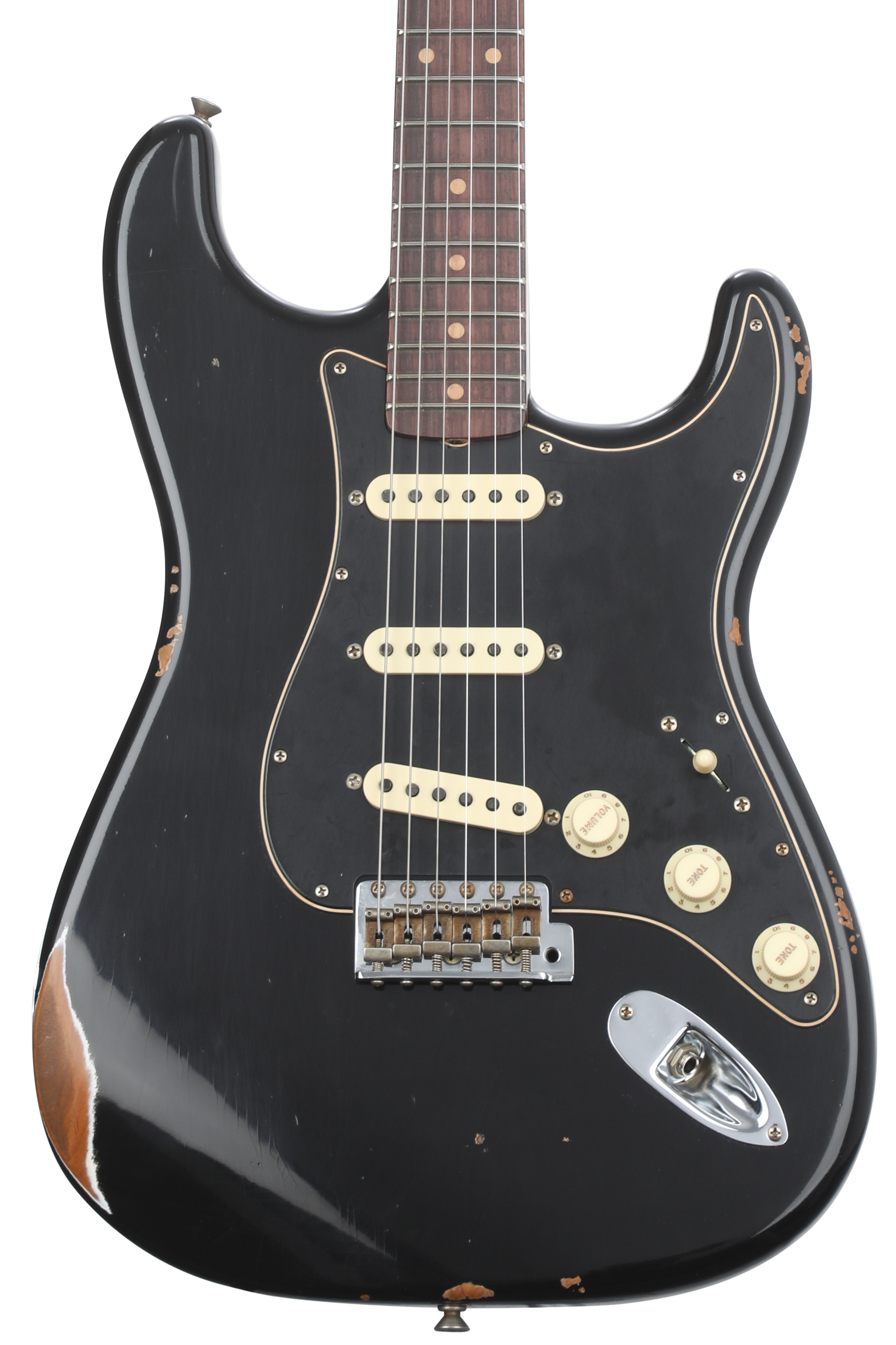 Fender Custom Shop Black Roasted Dual-Mag Strat Relic - Aged Black |  Sweetwater