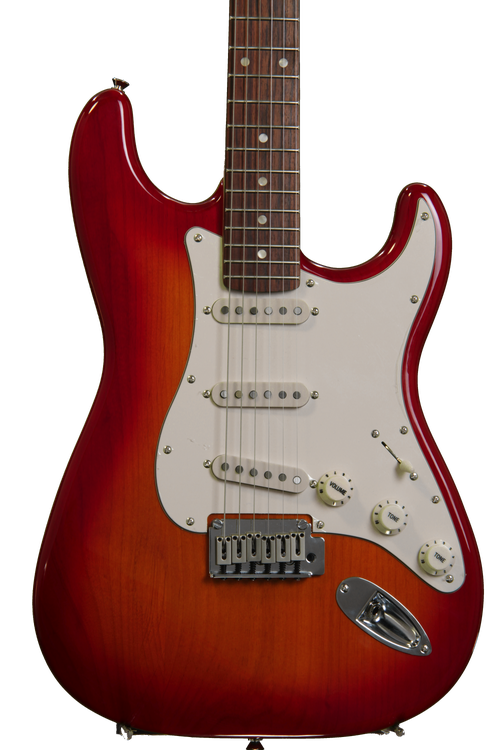 流行 Squier Rosewood with Sunburst Cherry - Stratocaster Standard ギター
