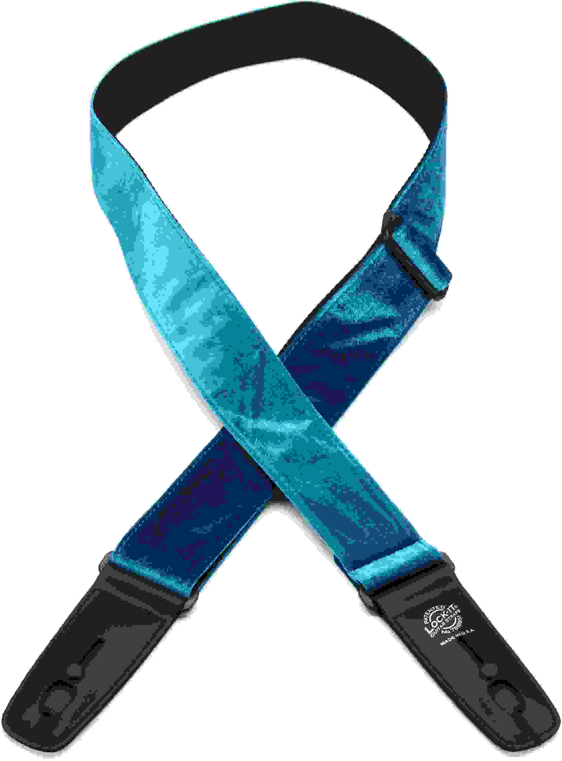 LockIt Straps LIS020CV2BLU Crushed Velvet Guitar Strap Blue Sweetwater