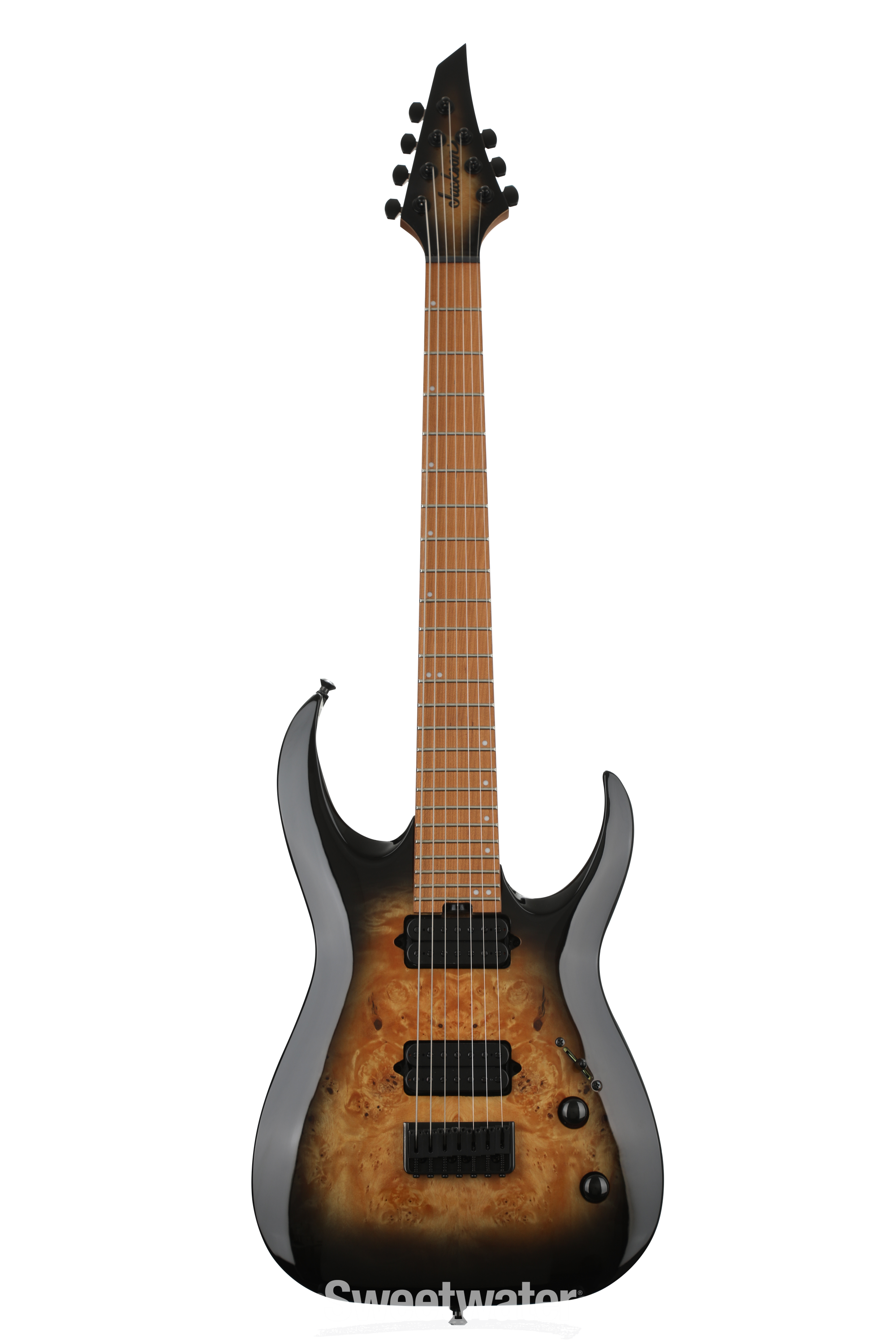 Jackson Signature Misha Mansoor Juggernaut HT7P - Black Burst Burl Jackson Signature Misha Mansoor Juggernaut HT7P - Black Burst Burl