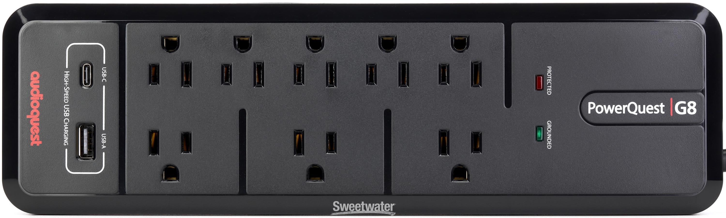AudioQuest PowerQuest G8 - 8-Outlet Surge Protector with USB-A and USB-C Charging Ports - Perfect for TV, AV Receiver, Xbox, Playstation, Soundbar, Co AudioQuest PowerQuest G8 Power Bar