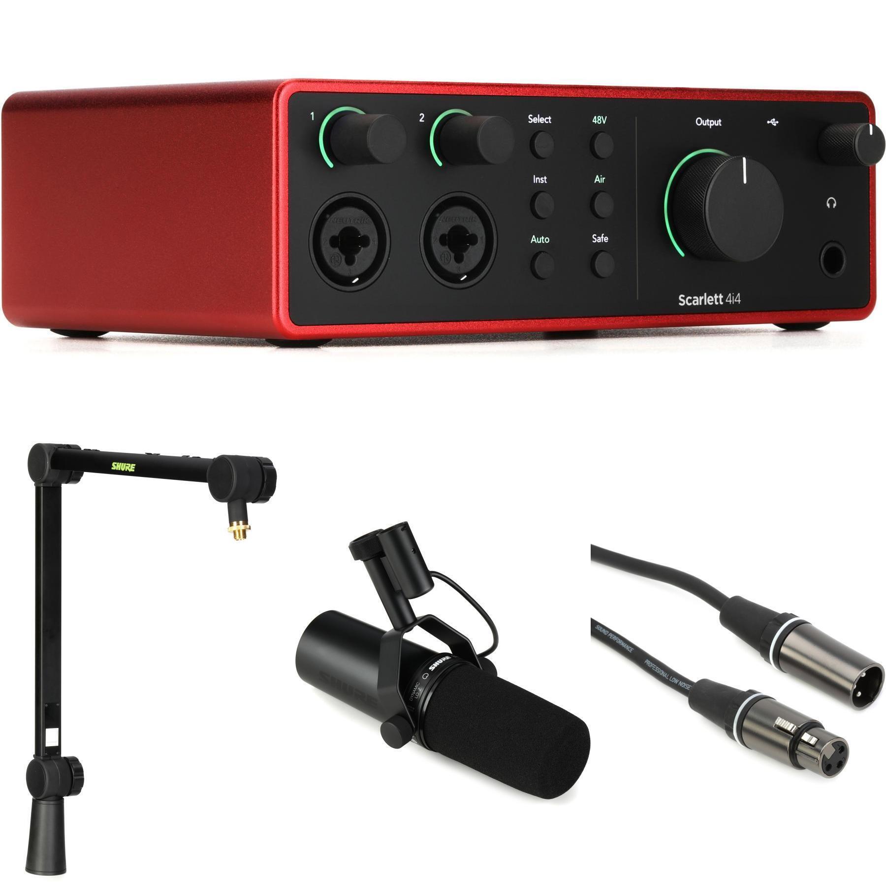 Focusrite Scarlett 4i4 4th Gen USB Audio Interface and Shure SM7dB
