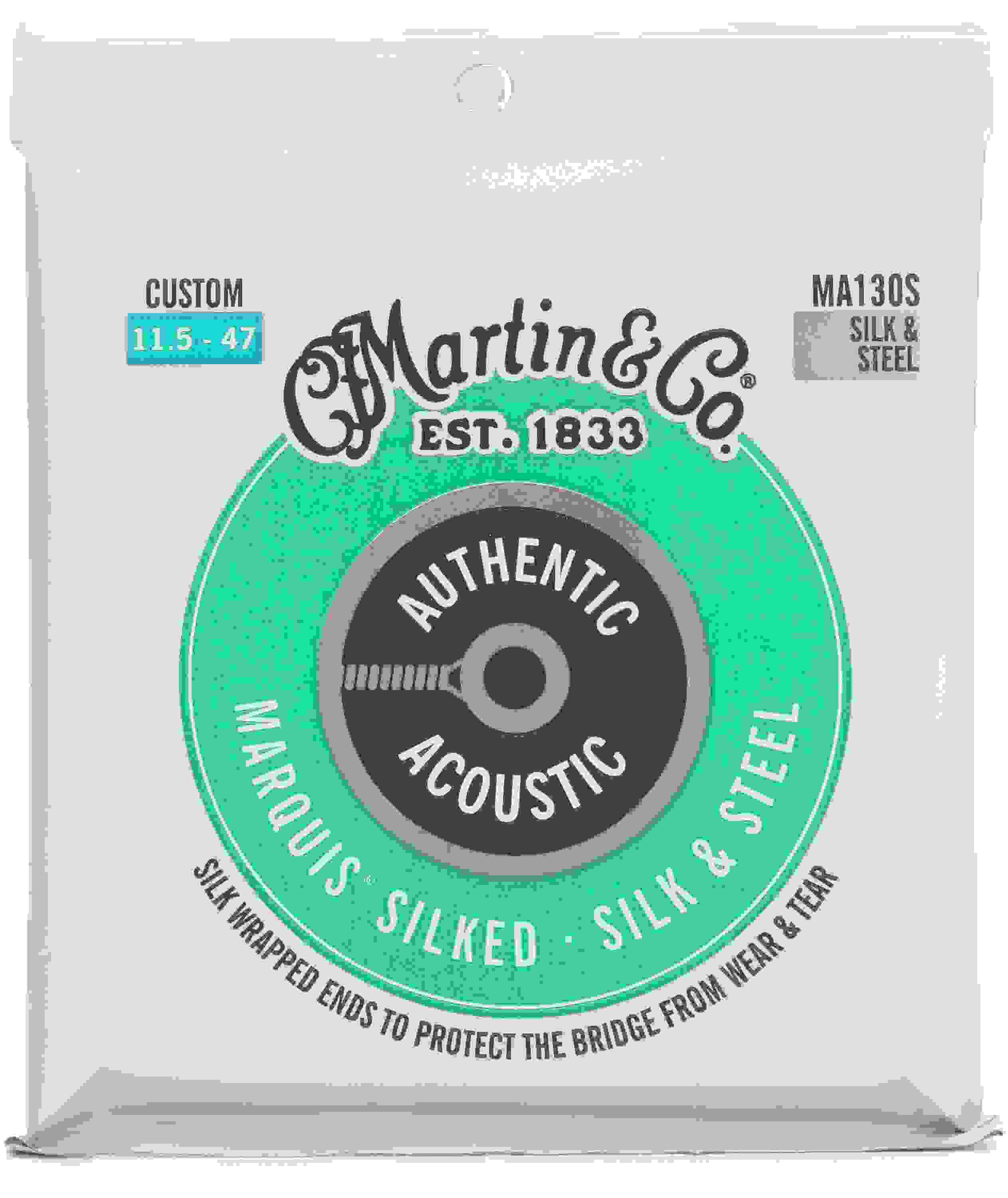 Best Silk And Steel Acoustic Guitar Strings Martin MA130S Authentic Acoustic Marquis Silked Silk and Steel Guitar