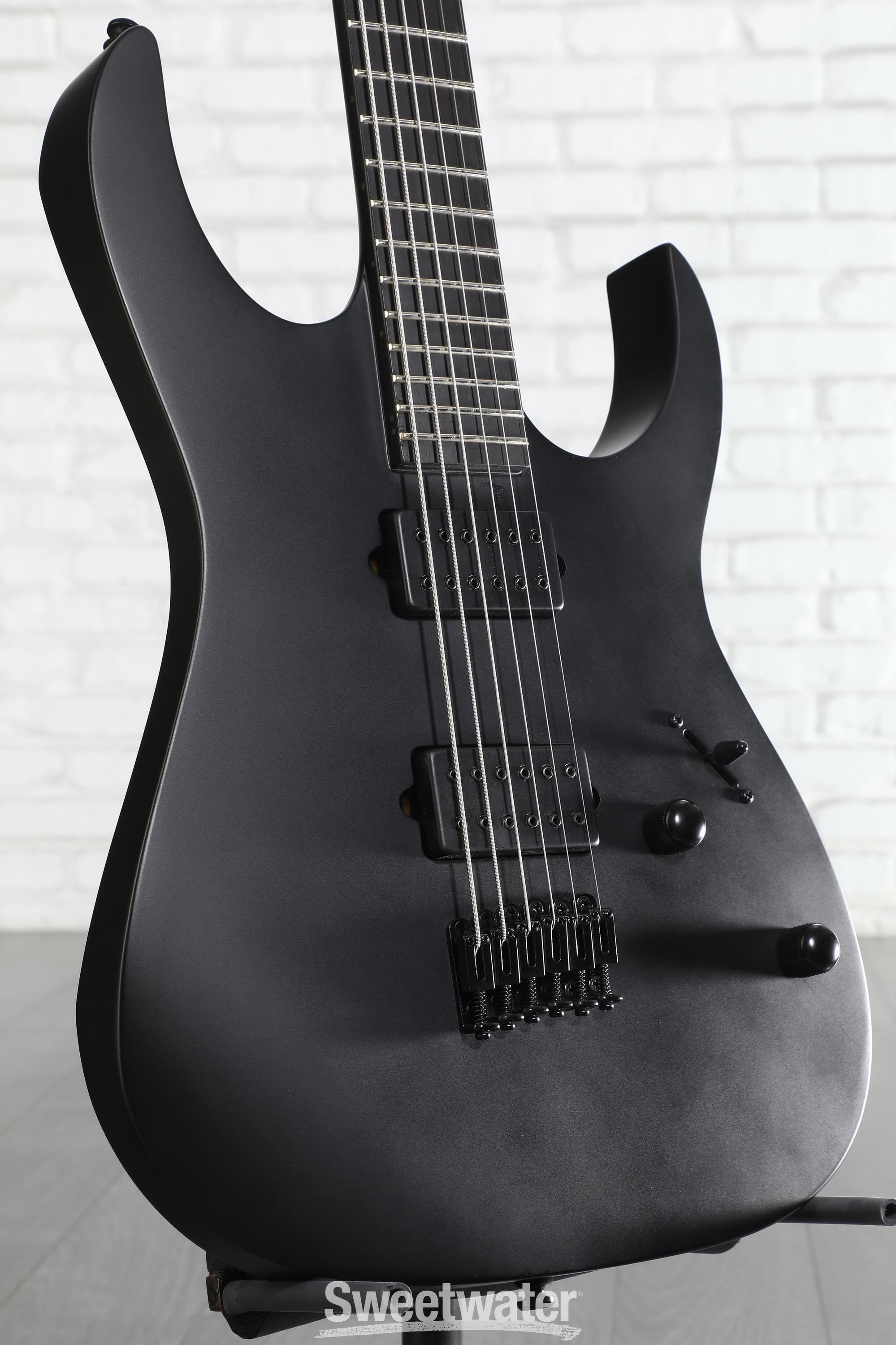Photo of Ibanez Iron Label RGRTBB21 Baritone Electric Guitar - Black Flat